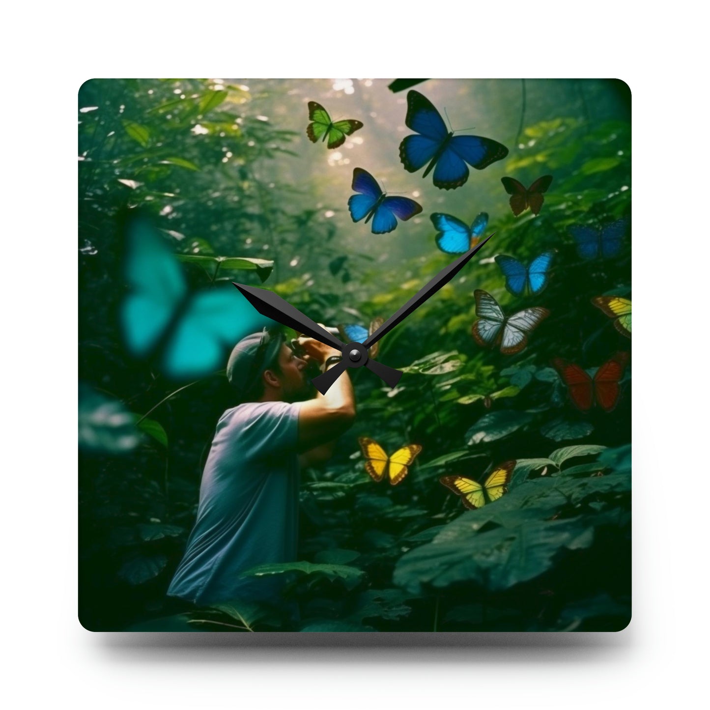 Acrylic Wall Clock Jungle Butterfly 1