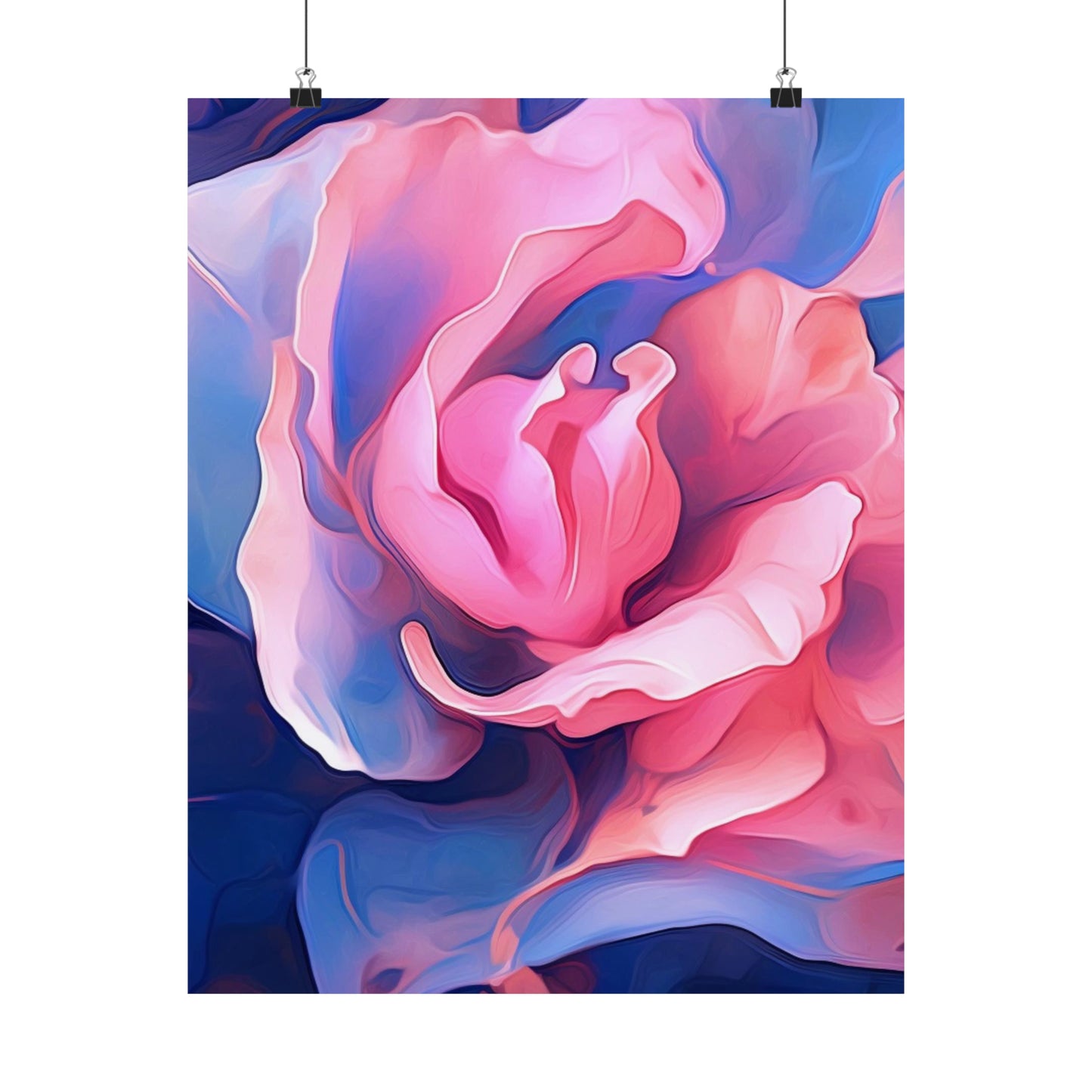 Premium Matte Vertical Posters Pink & Blue Tulip Rose 1