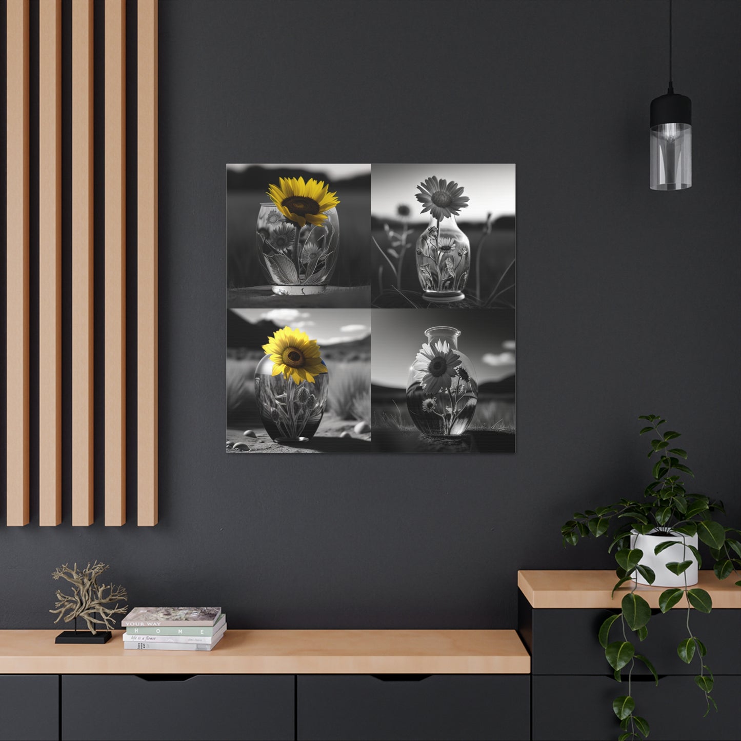 Canvas Gallery Wraps Yellw Sunflower in a vase 5