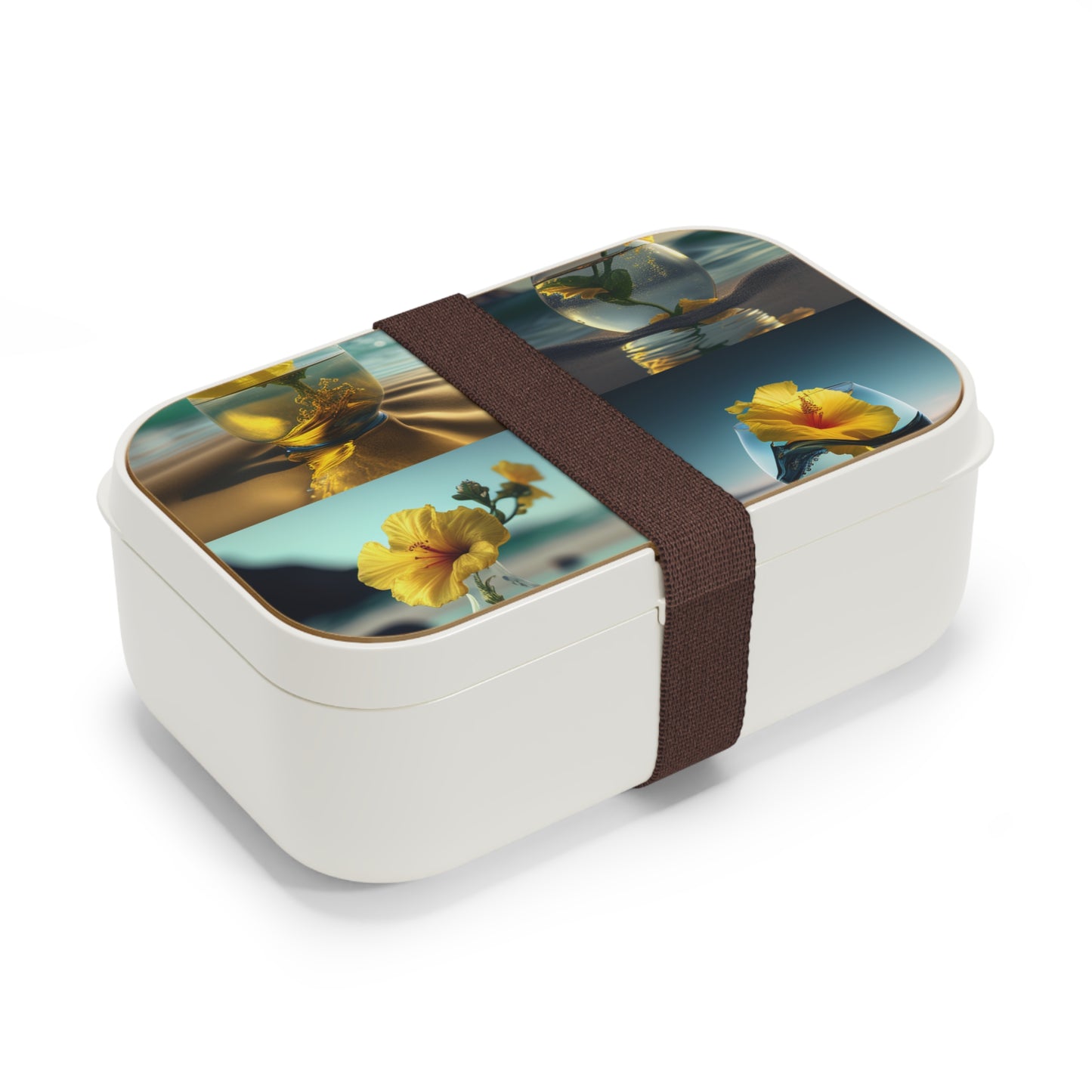 Bento Lunch Box Yellow Hibiscus glass 5