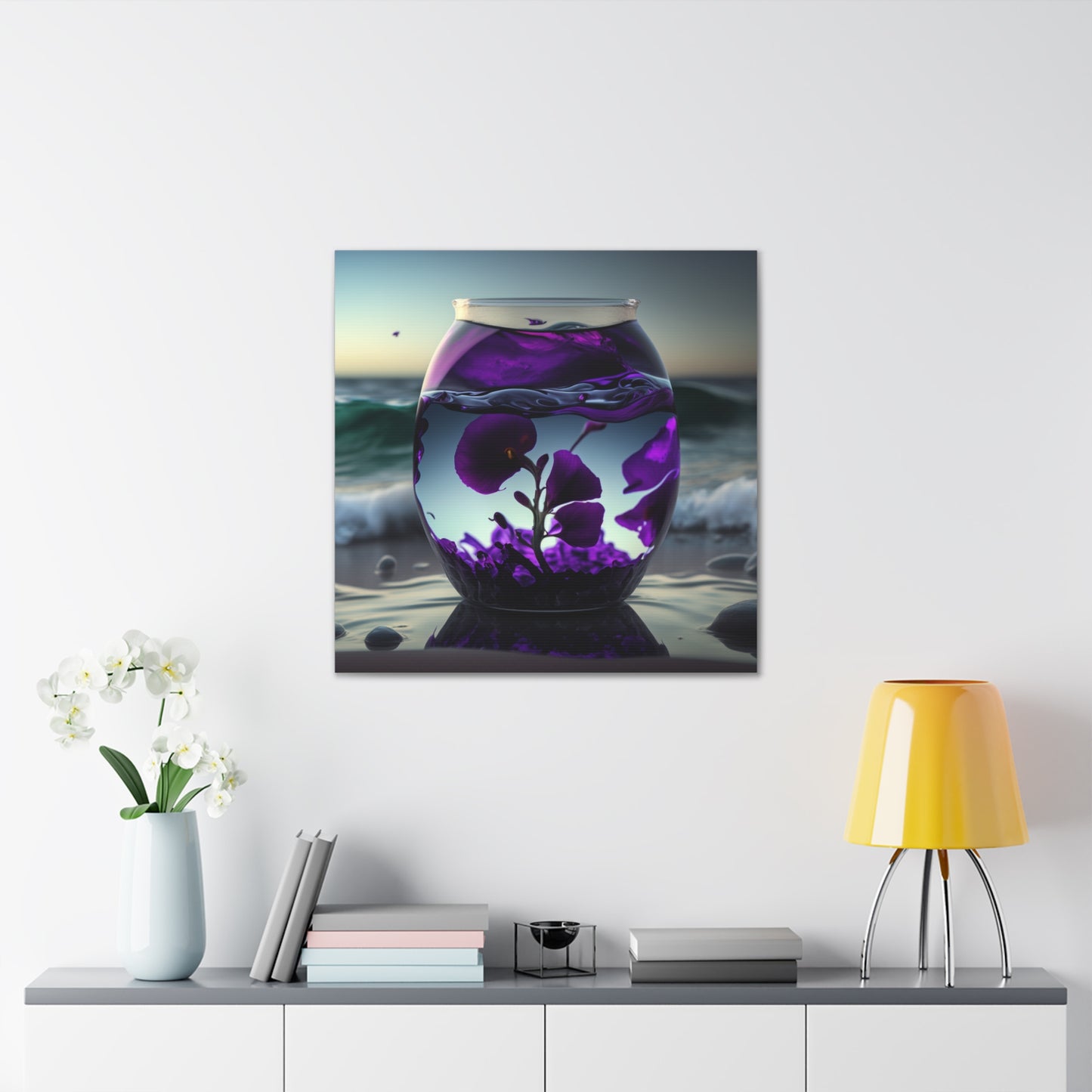 Canvas Gallery Wraps Purple Sweet pea in a vase 4