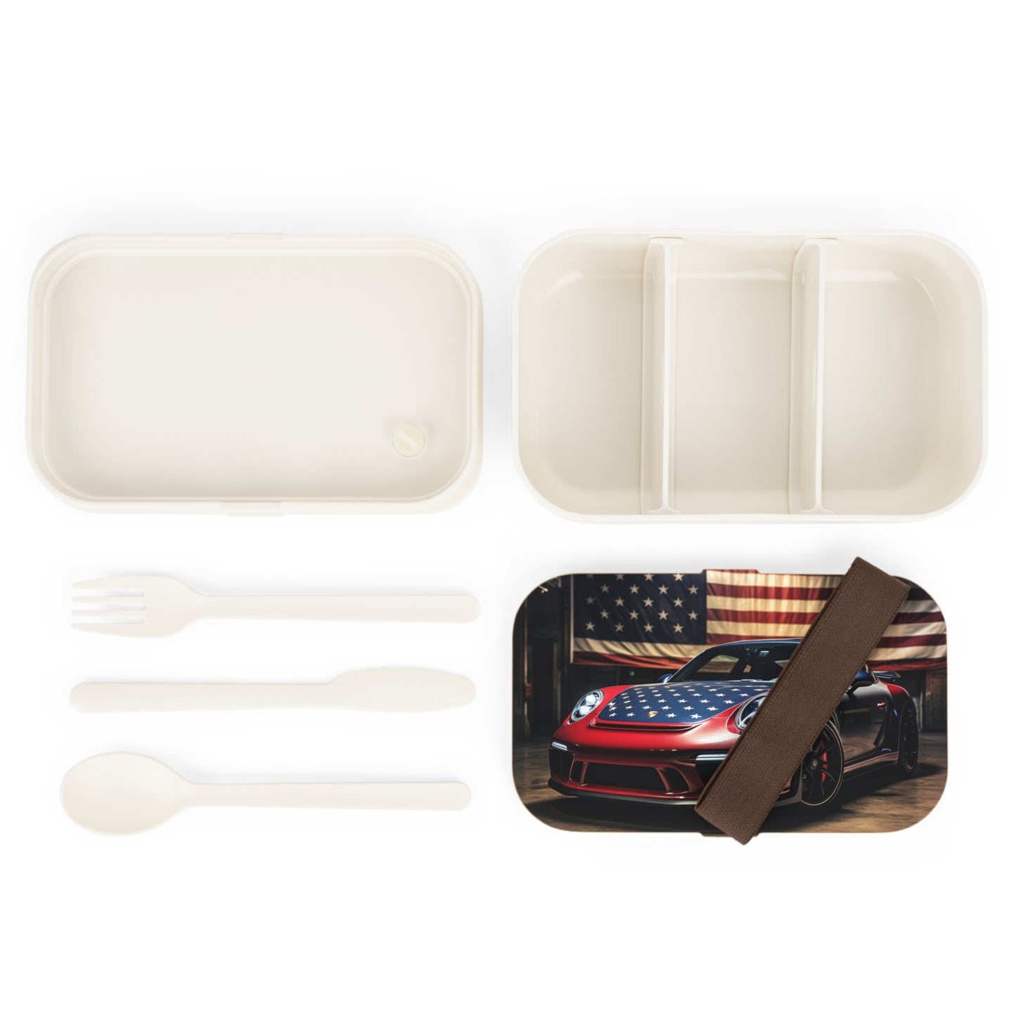 Bento Lunch Box American Flag Background Porsche 1