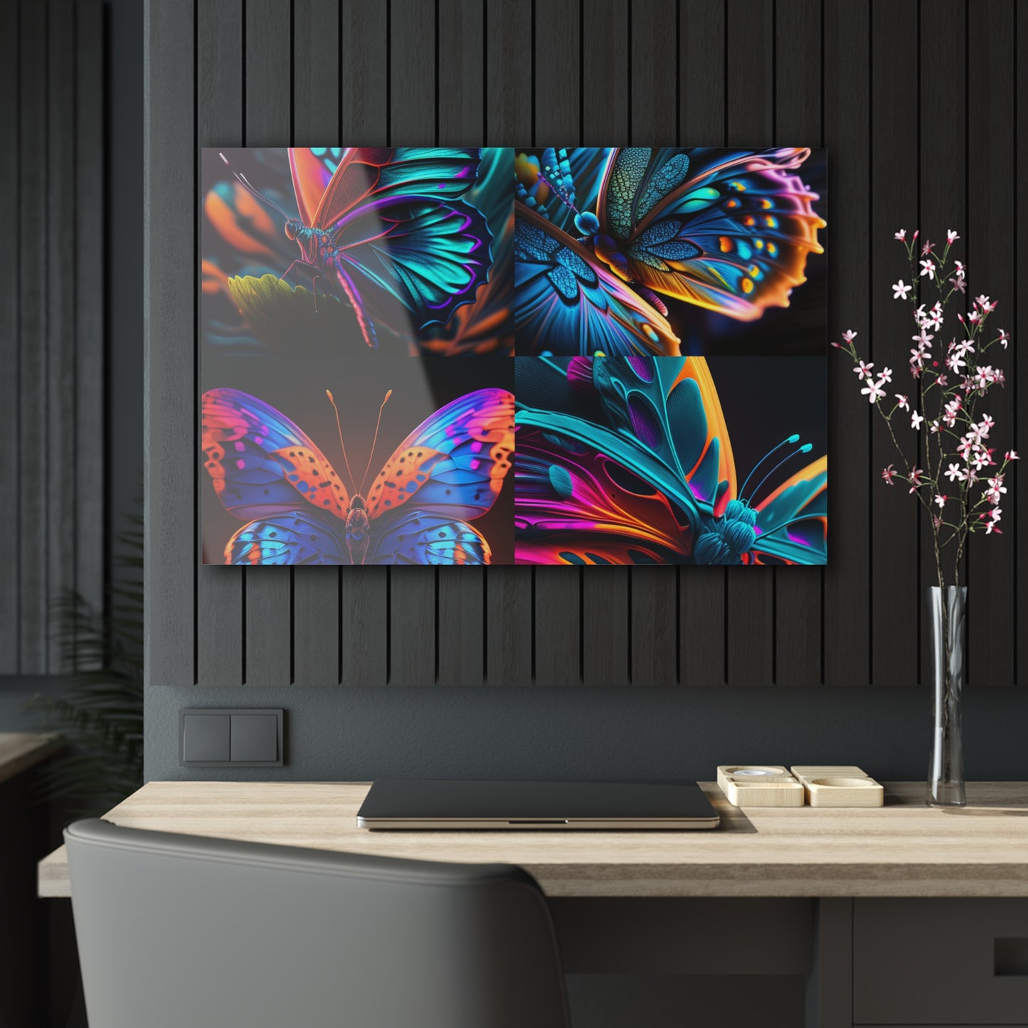 Acrylic Prints Neon Butterfly Macro 5