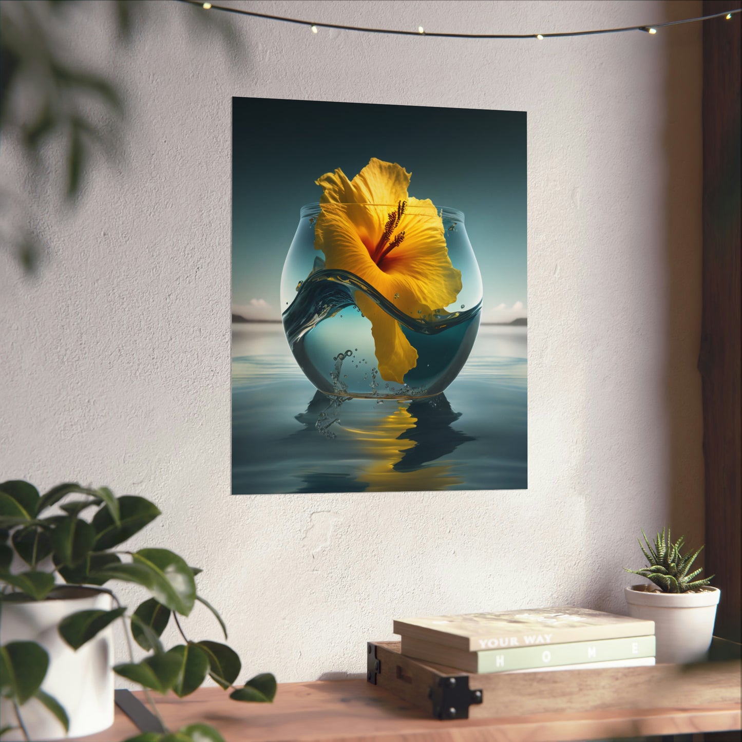 Premium Matte Vertical Posters Yellow Hibiscus glass 4