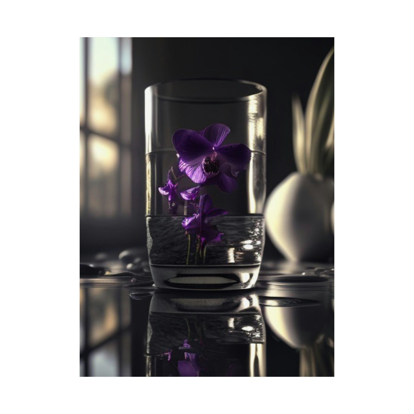 Premium Matte Vertical Posters Purple Orchid Glass vase 4