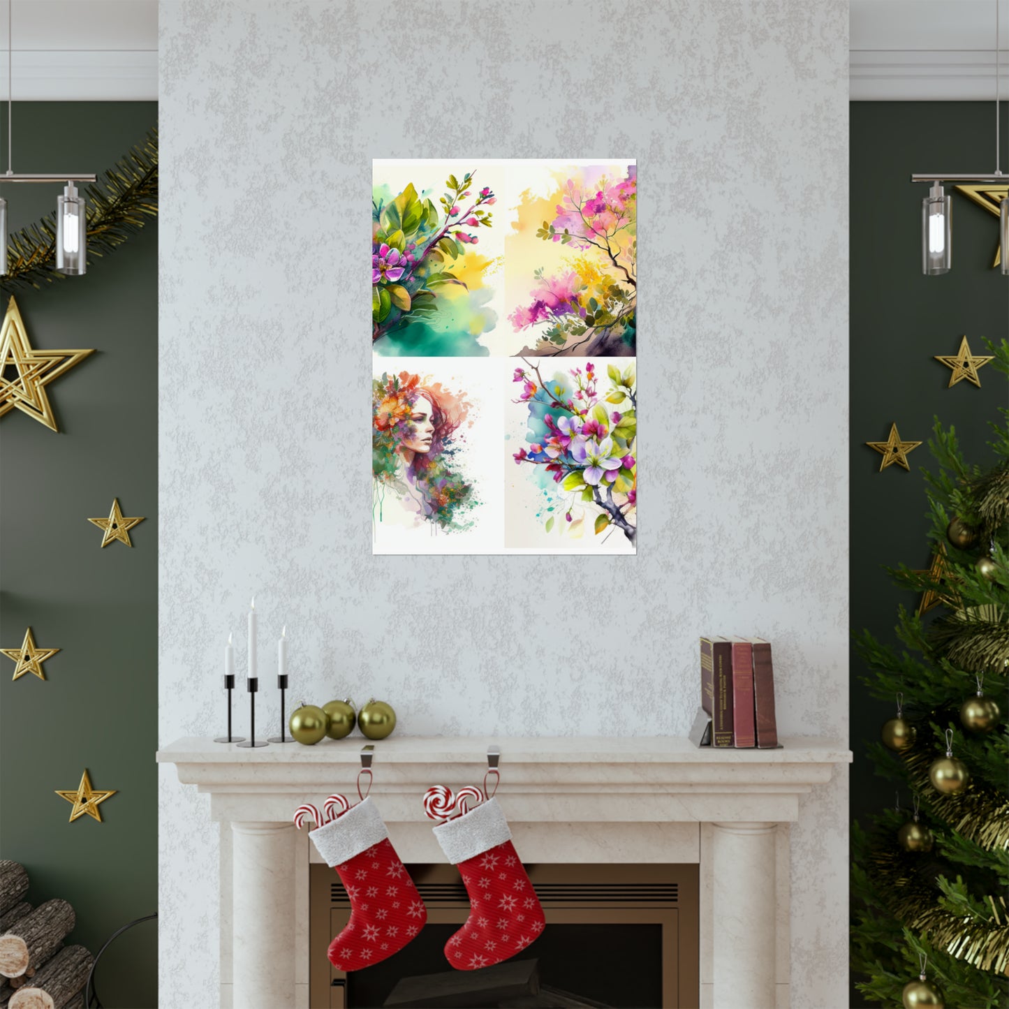 Premium Matte Vertical Posters Mother Nature Bright Spring Colors Realistic Watercolor 5