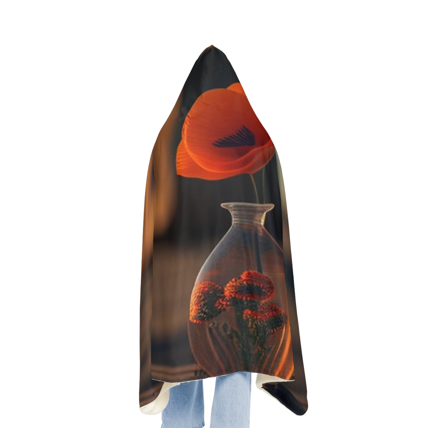 Snuggle Hooded Blanket Orange Poppy in a Vase 3