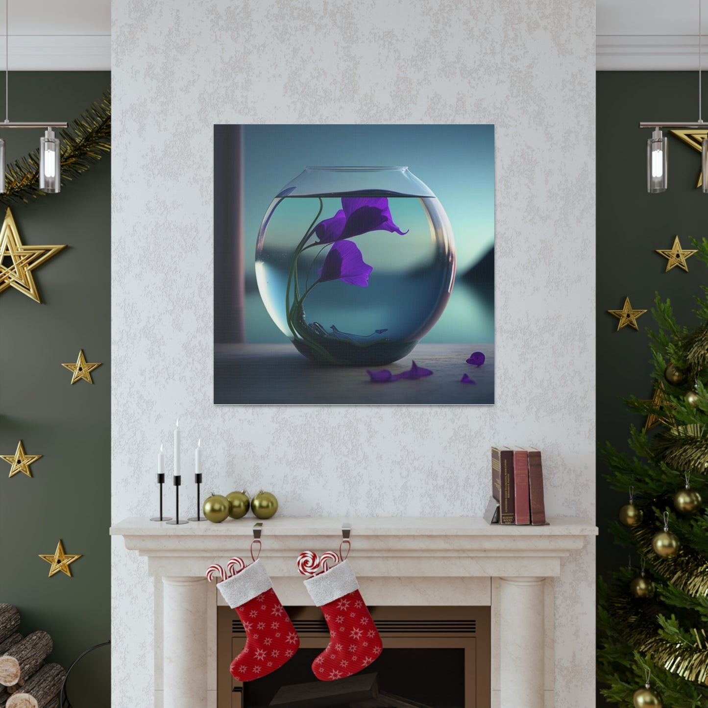 Canvas Gallery Wraps Purple Sweet pea in a vase 2