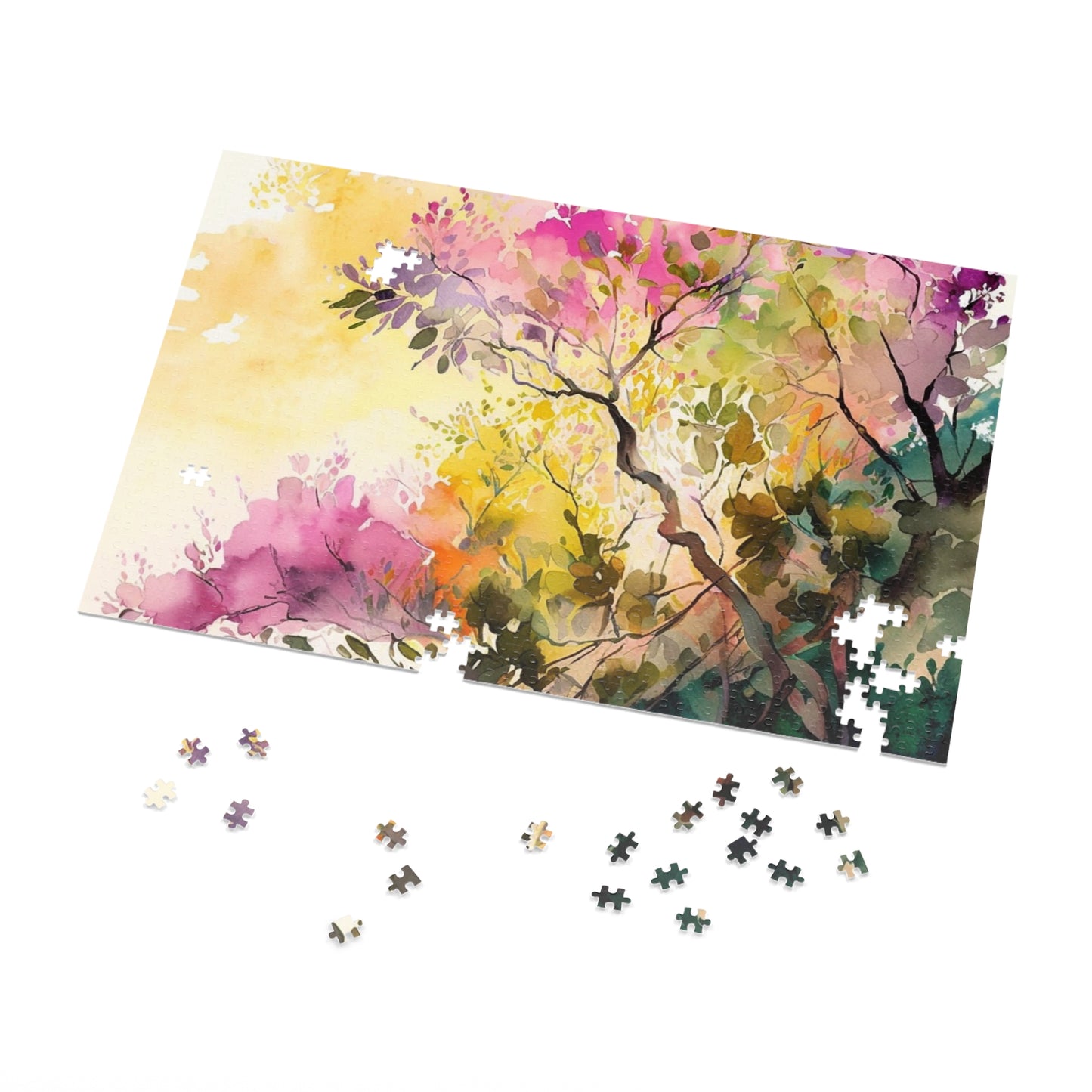 Jigsaw Puzzle (30, 110, 252, 500,1000-Piece) Mother Nature Bright Spring Colors Realistic Watercolor 2