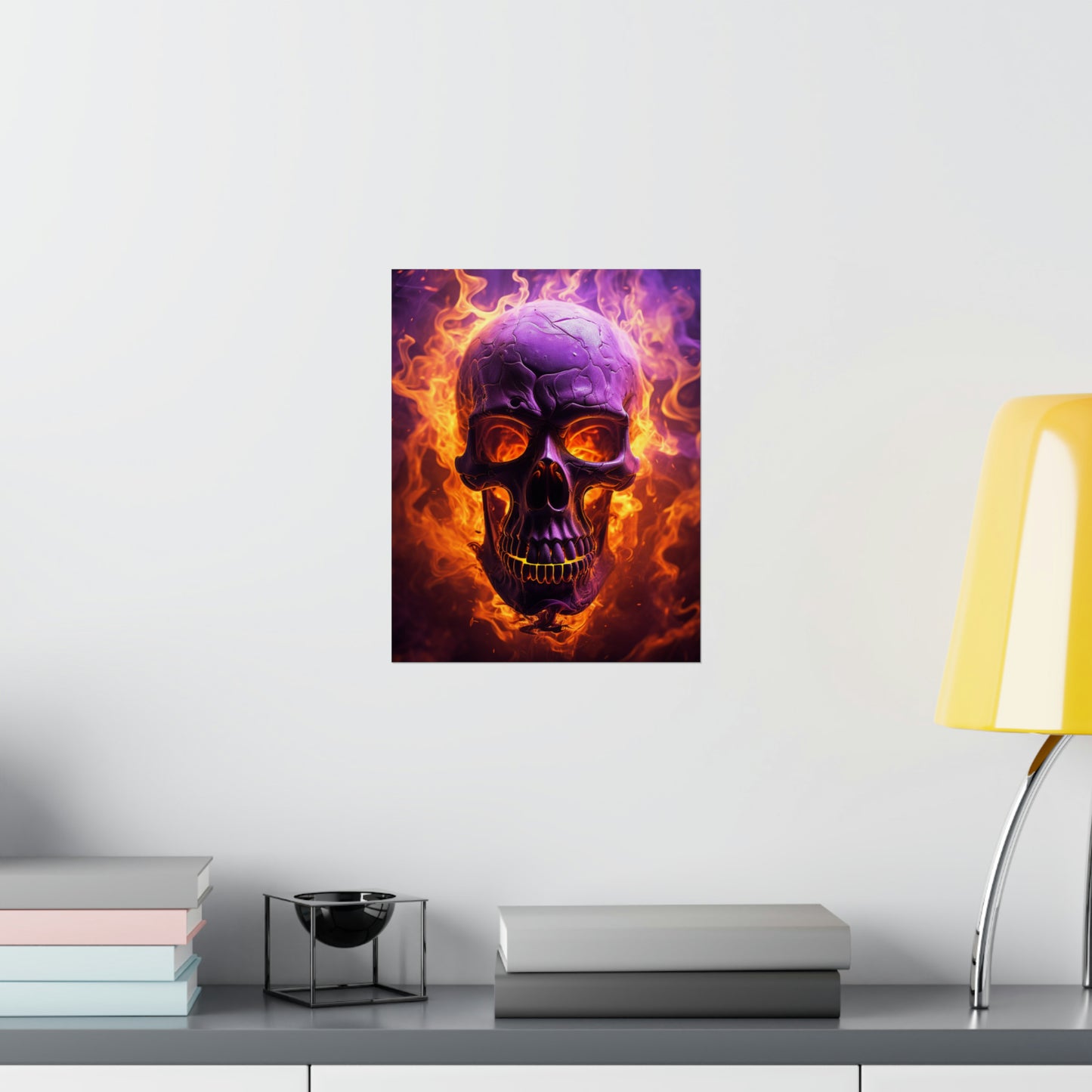 Premium Matte Vertical Posters Skull Flames 3