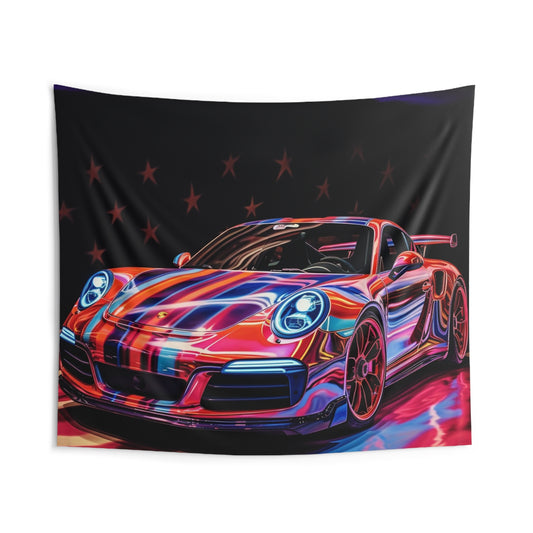 Indoor Wall Tapestries American Flag Colored Porsche 1