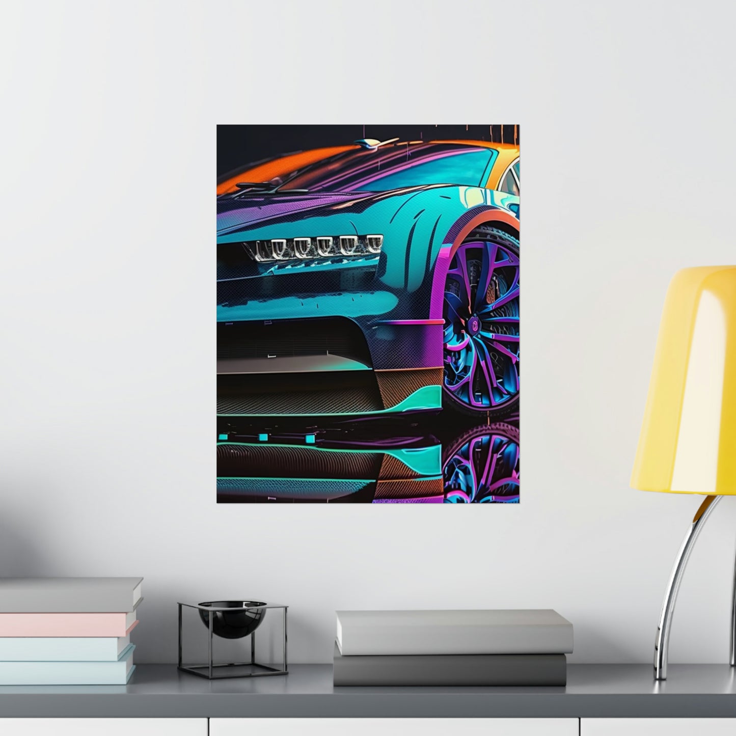 Premium Matte Vertical Posters Bugatti Neon Chiron 1