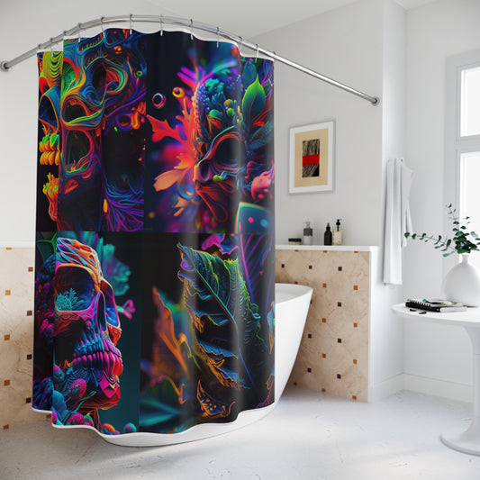 Polyester Shower Curtain Florescent Skull Death 5