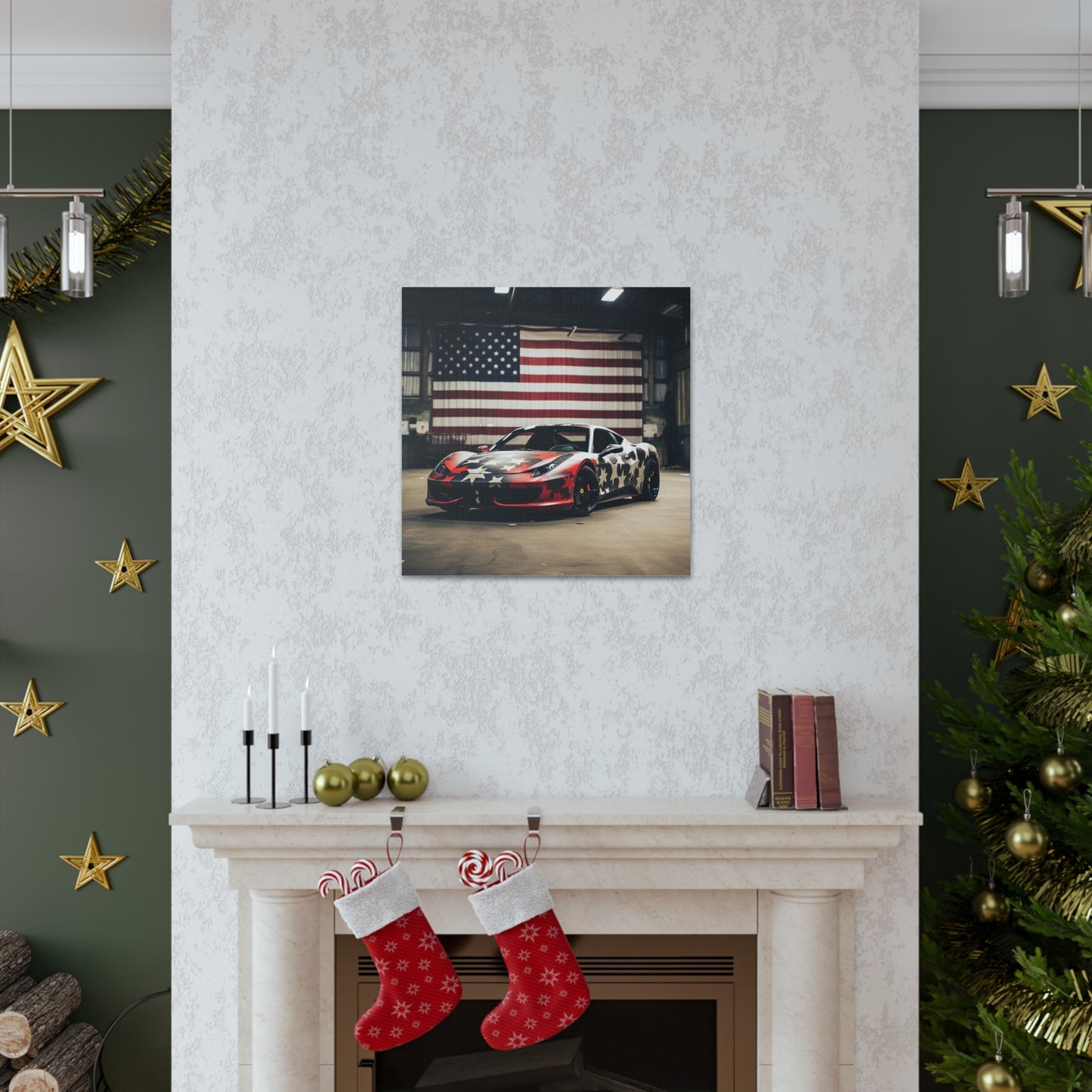 Canvas Gallery Wraps American Flag Farrari 1