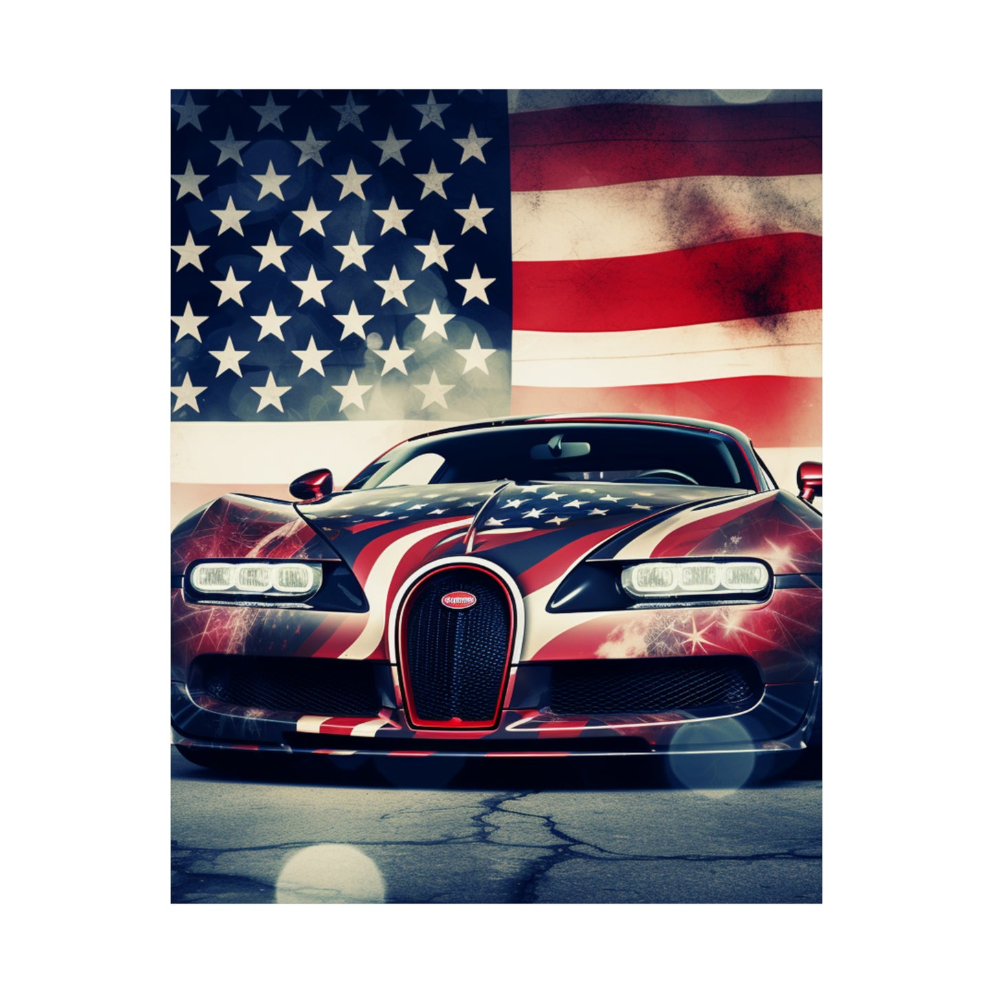 Premium Matte Vertical Posters Abstract American Flag Background Bugatti 1