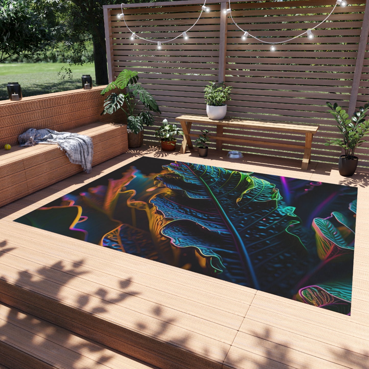 Outdoor Rug  Florescent Skull Death 4