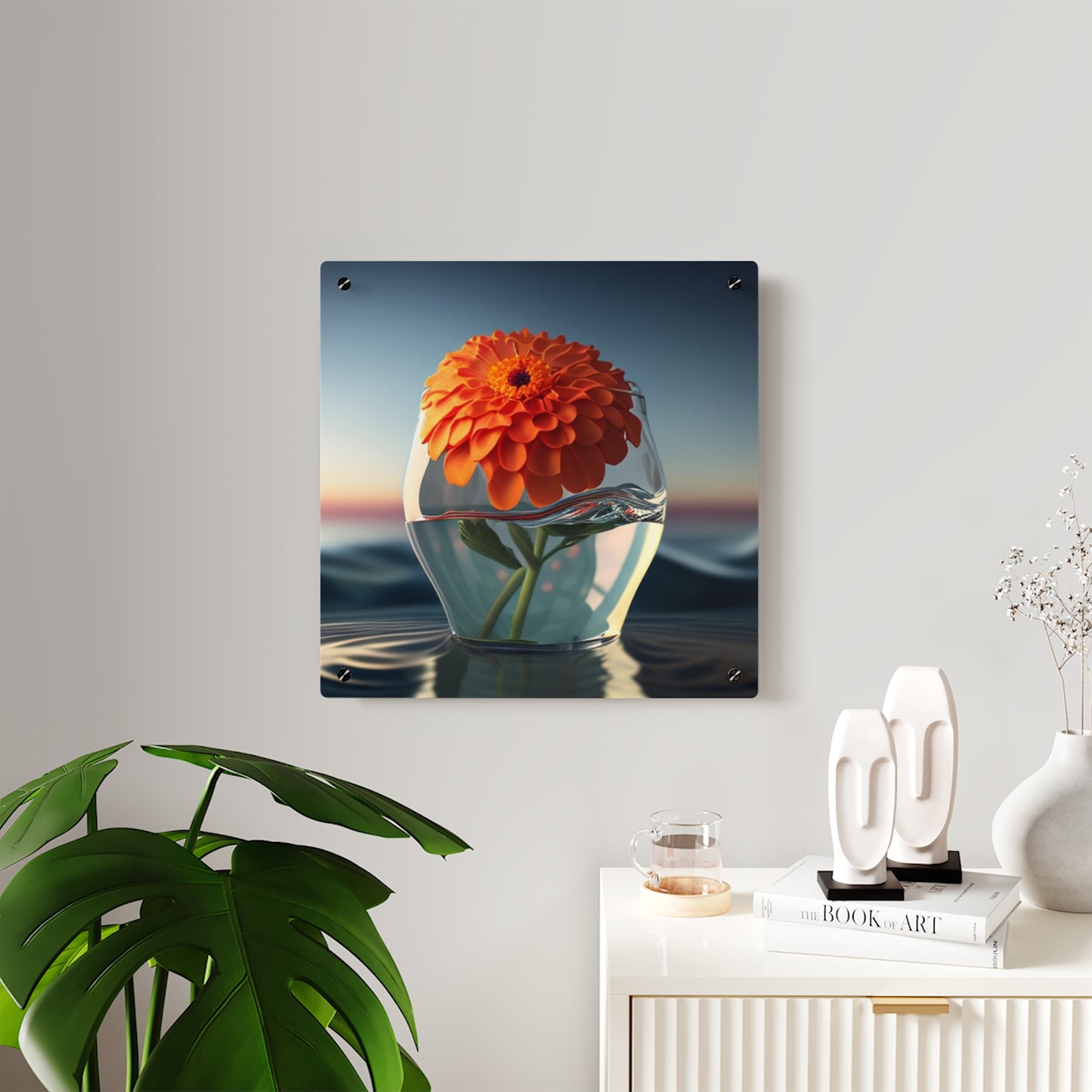 Acrylic Wall Art Panels Orange Zinnia 4