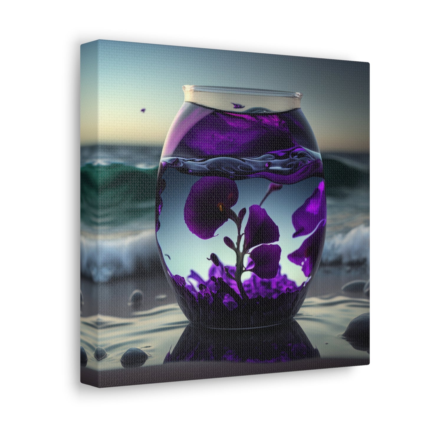Canvas Gallery Wraps Purple Sweet pea in a vase 4