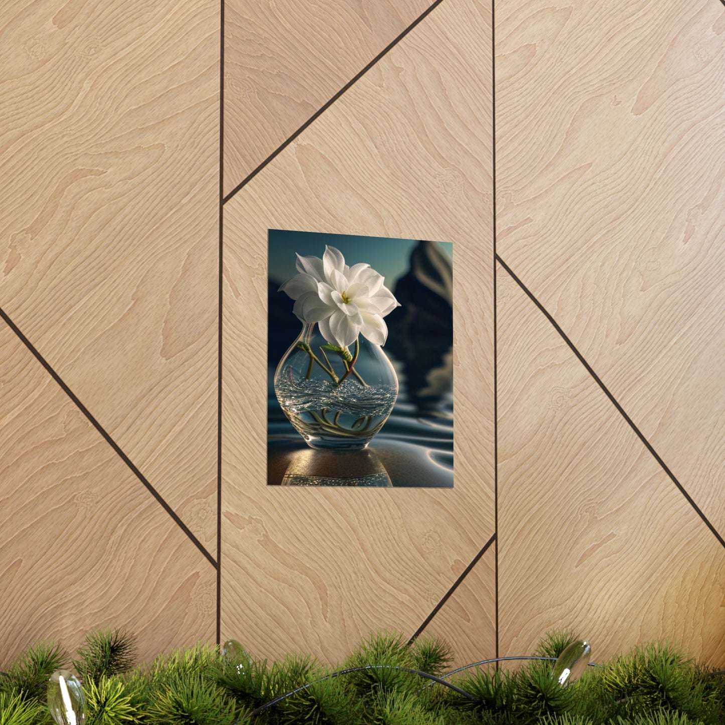 Premium Matte Vertical Posters Jasmine glass vase 4