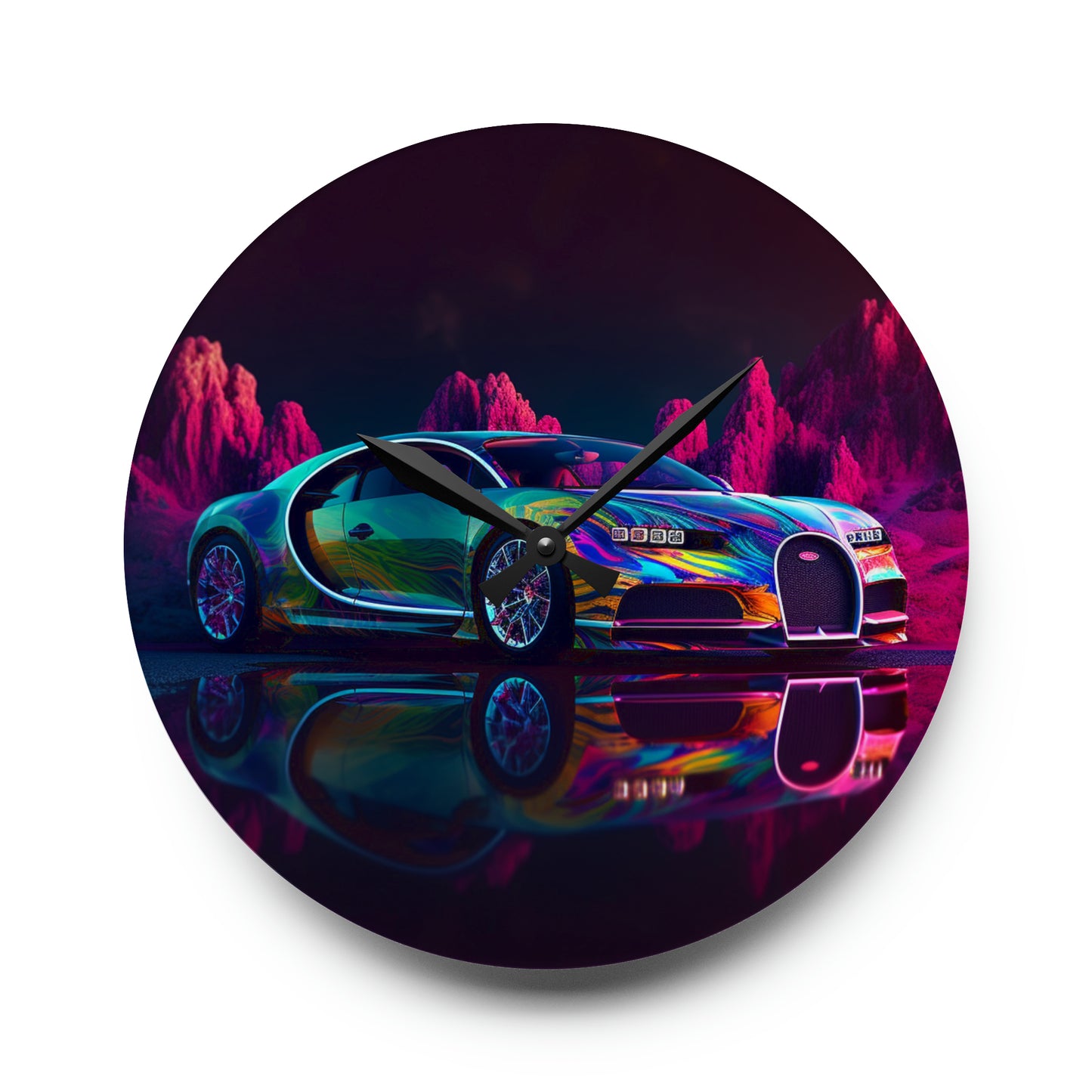 Acrylic Wall Clock Florescent Bugatti Flair 2
