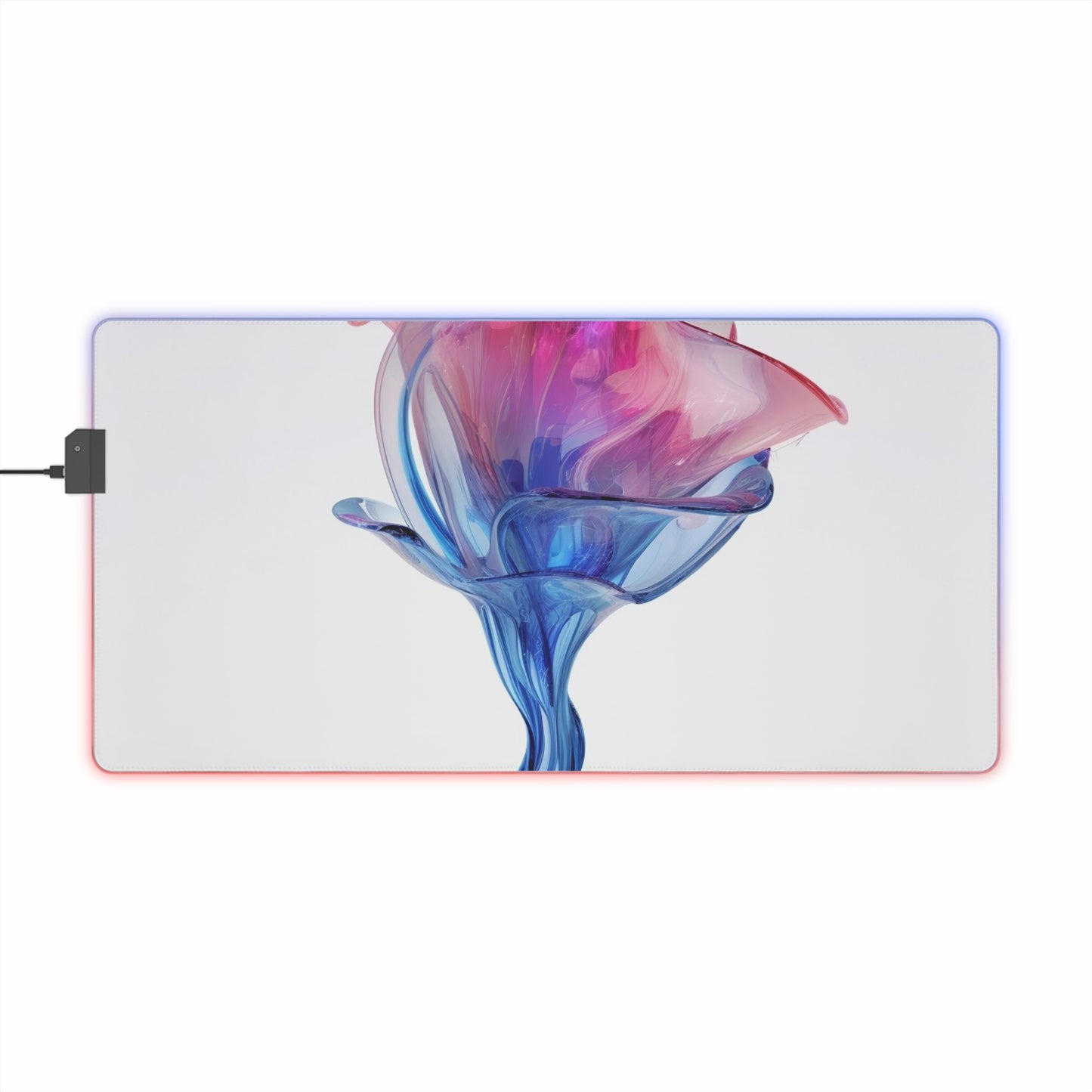 LED Gaming Mouse Pad Pink & Blue Tulip Rose 4