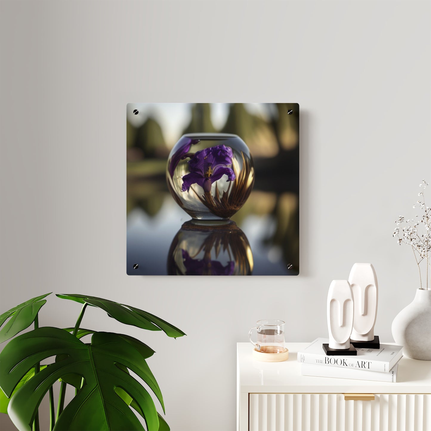 Acrylic Wall Art Panels Purple Iris in a vase 2