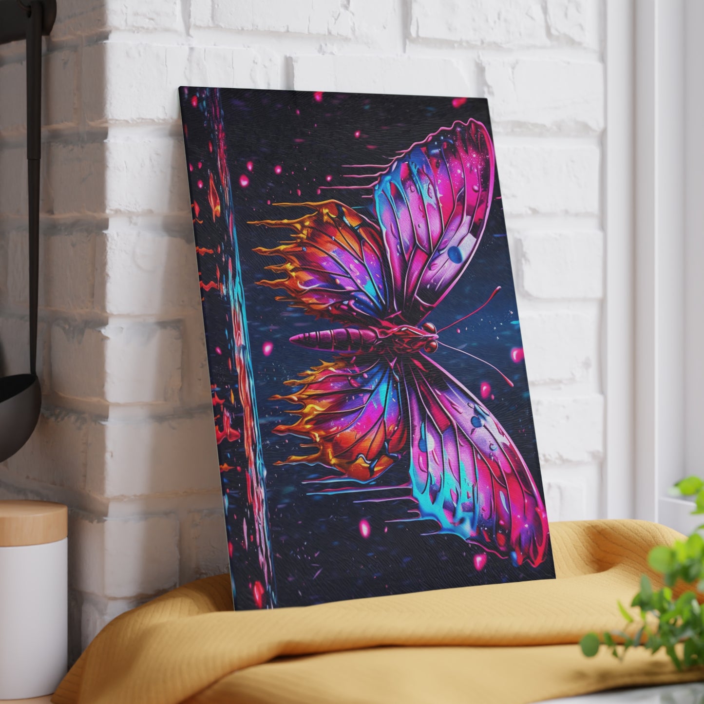 Glass Cutting Board Pink Butterfly Flair 2