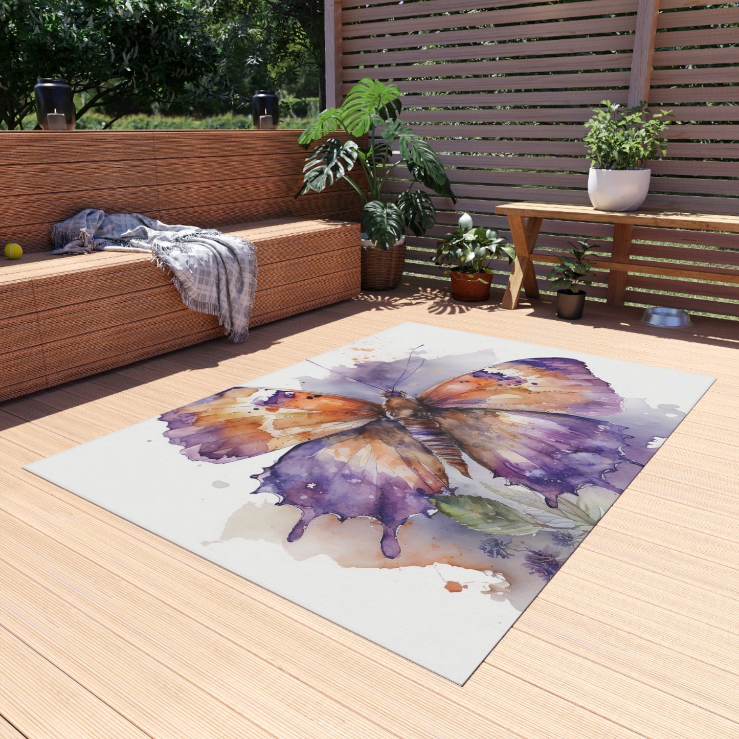 Outdoor Rug  MerlinRose Watercolor Butterfly 1