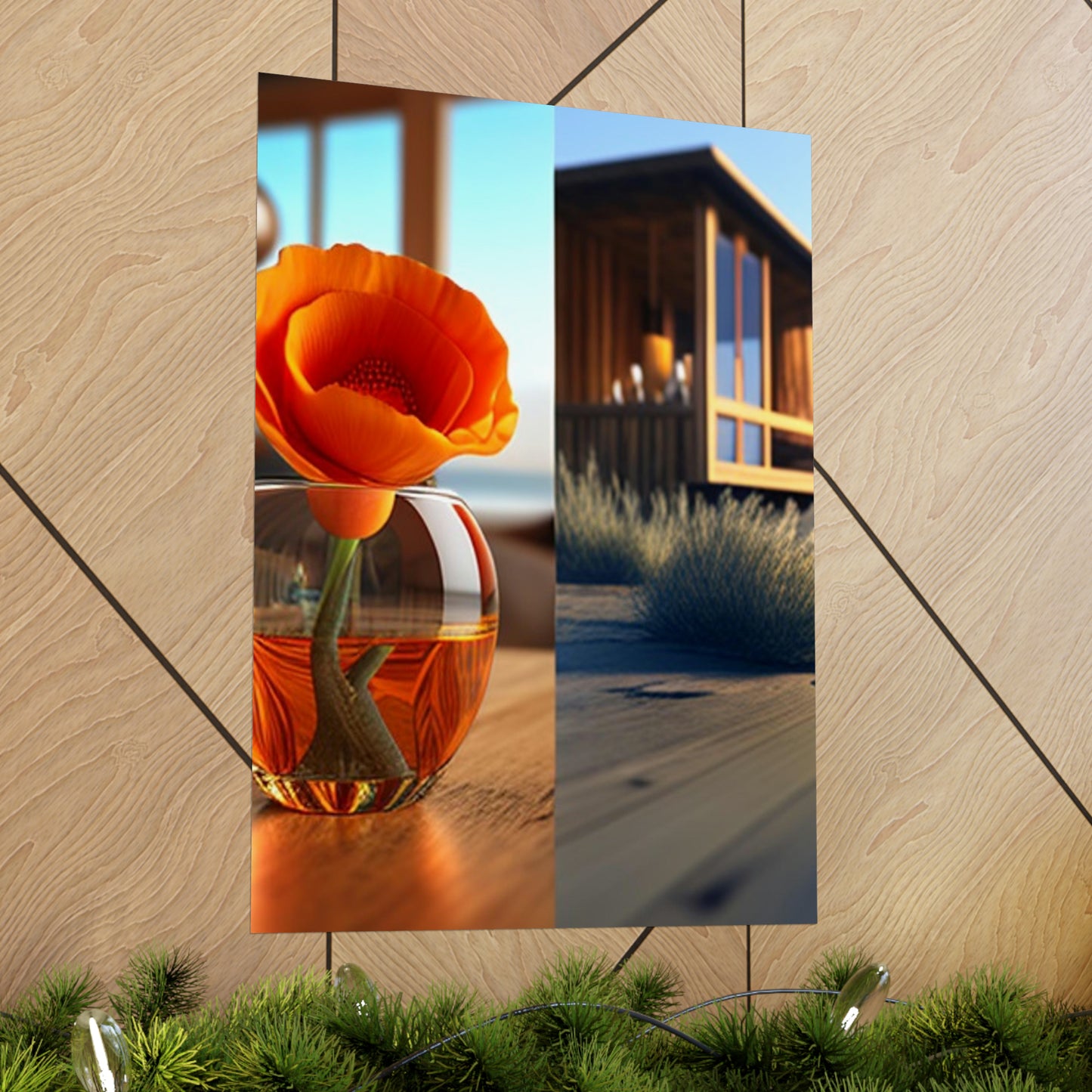 Premium Matte Vertical Posters Poppy in a Glass Vase 3