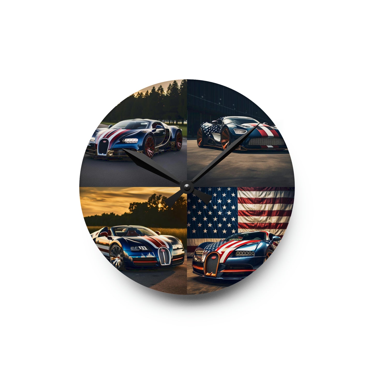 Acrylic Wall Clock Bugatti Flag American 5