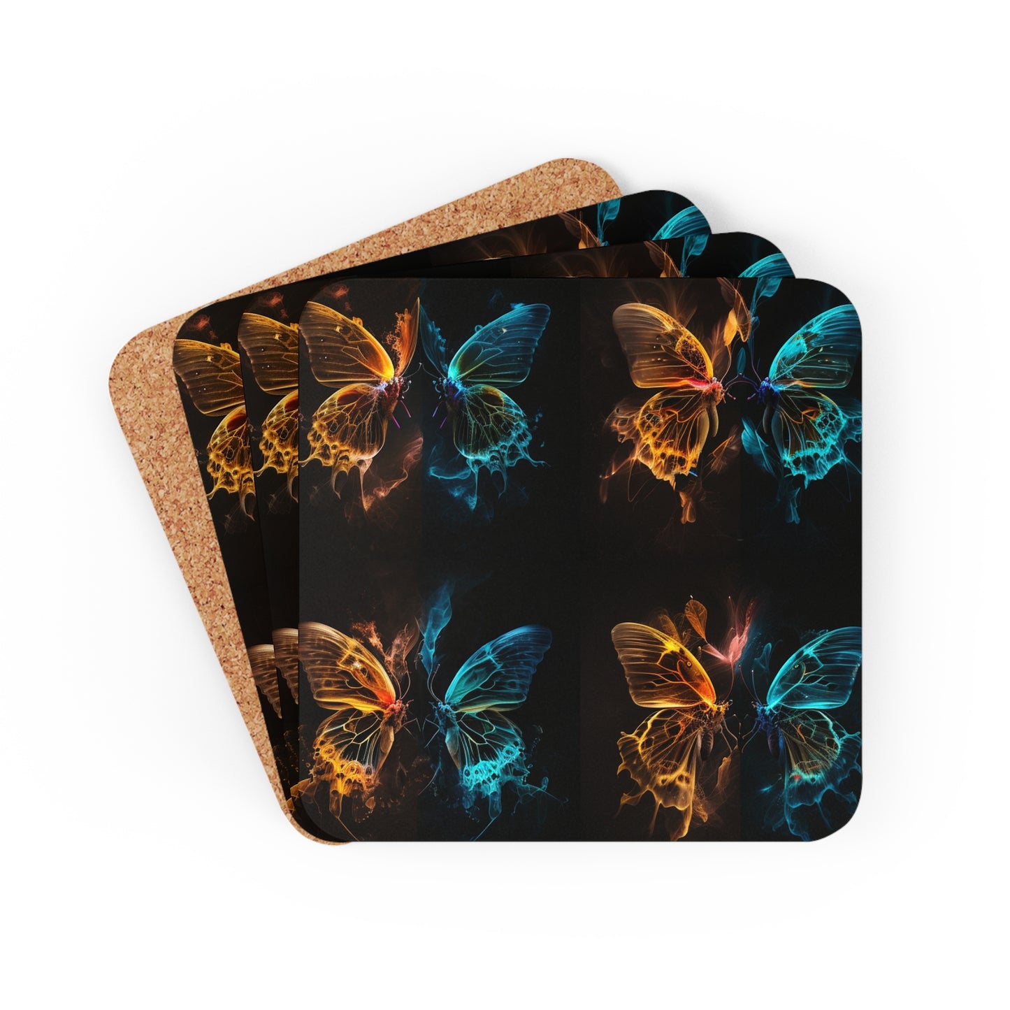 Corkwood Coaster Set Kiss Neon Butterfly 5