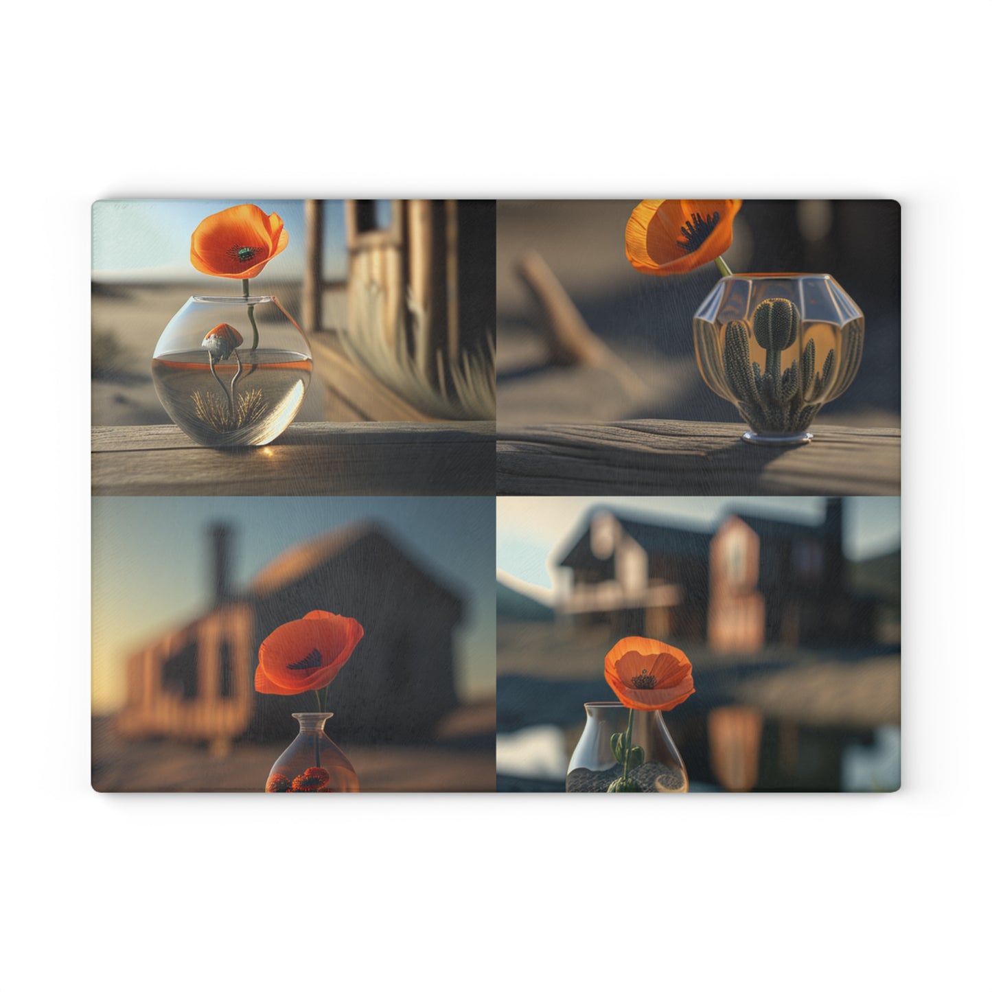 Glass Cutting Board Orange Poppy in a Vase 5