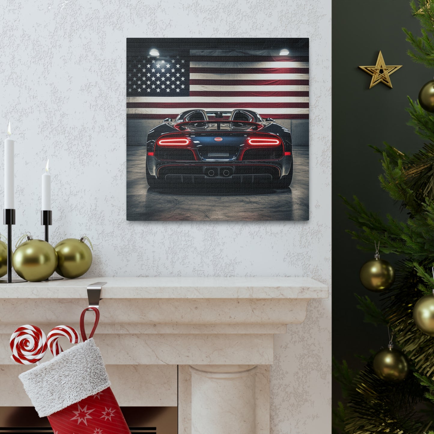 Canvas Gallery Wraps American Flag Background Bugatti 4