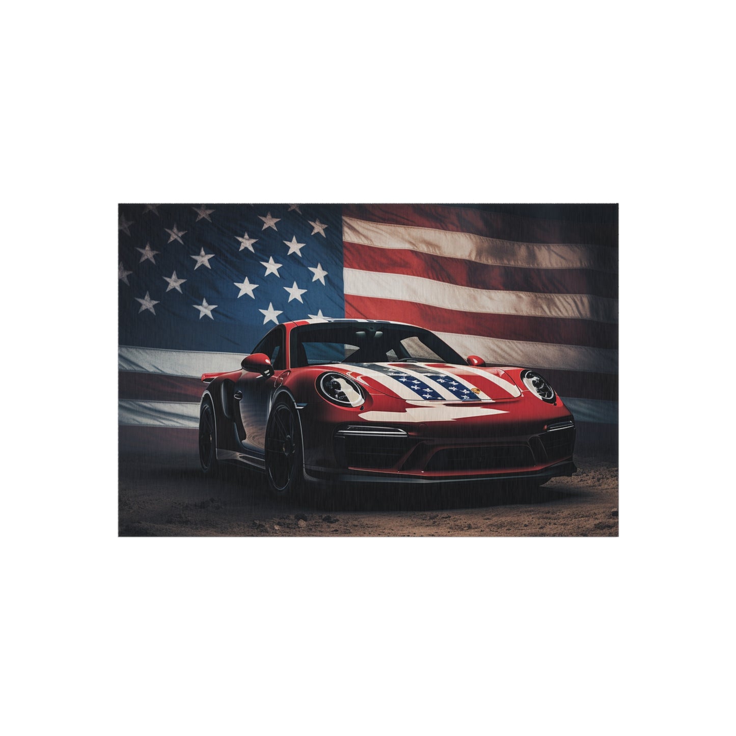 Outdoor Rug  American Flag Background Porsche 3