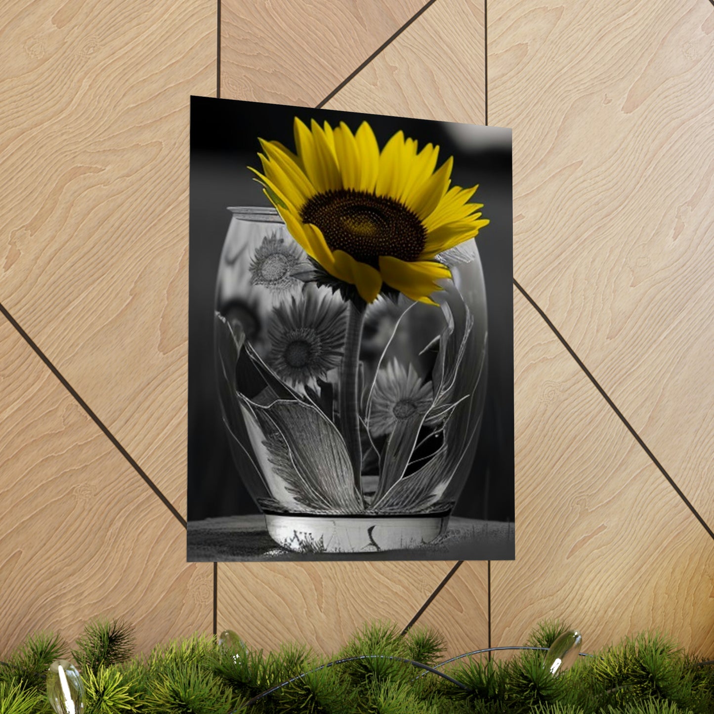 Premium Matte Vertical Posters Yellw Sunflower in a vase 1