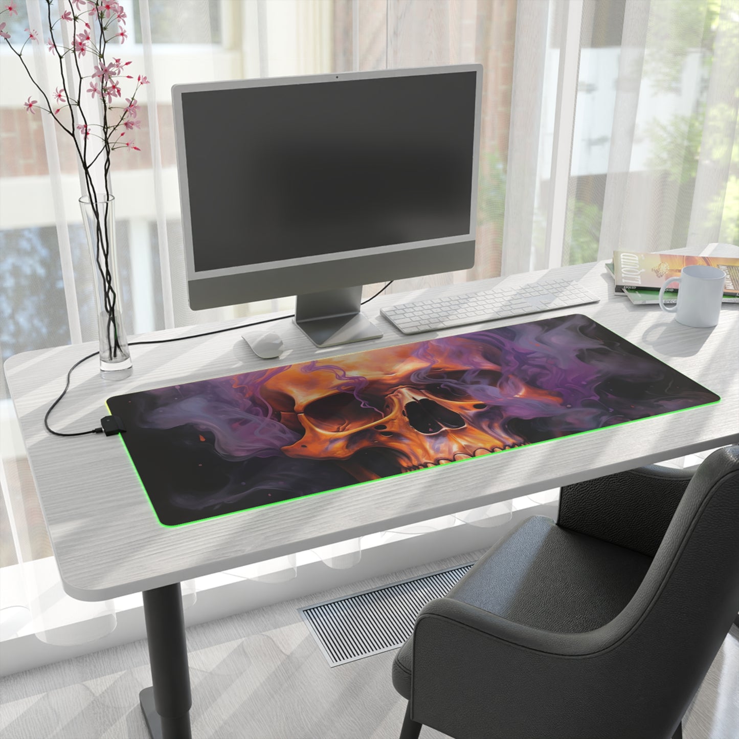 LED Gaming Mouse Pad Skull Flames 4