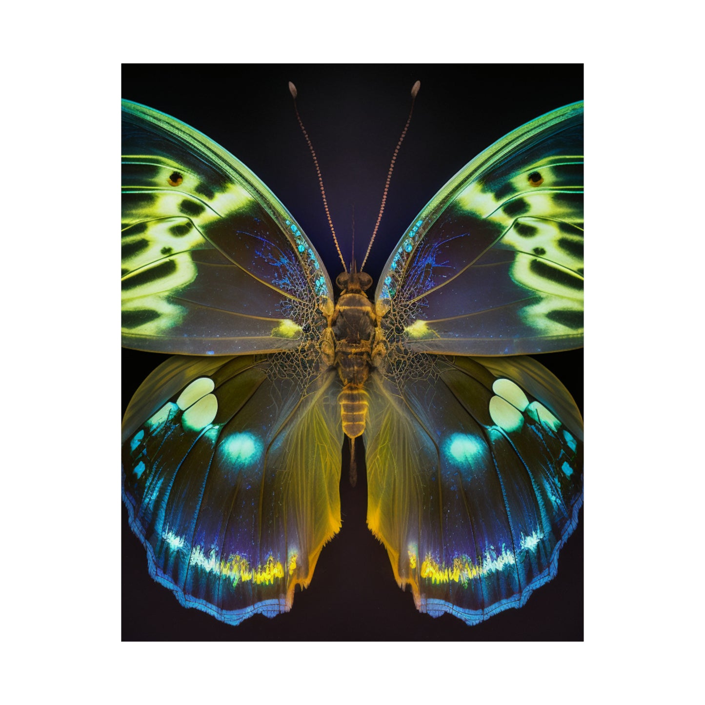 Premium Matte Vertical Posters Neon Hue Butterfly 1