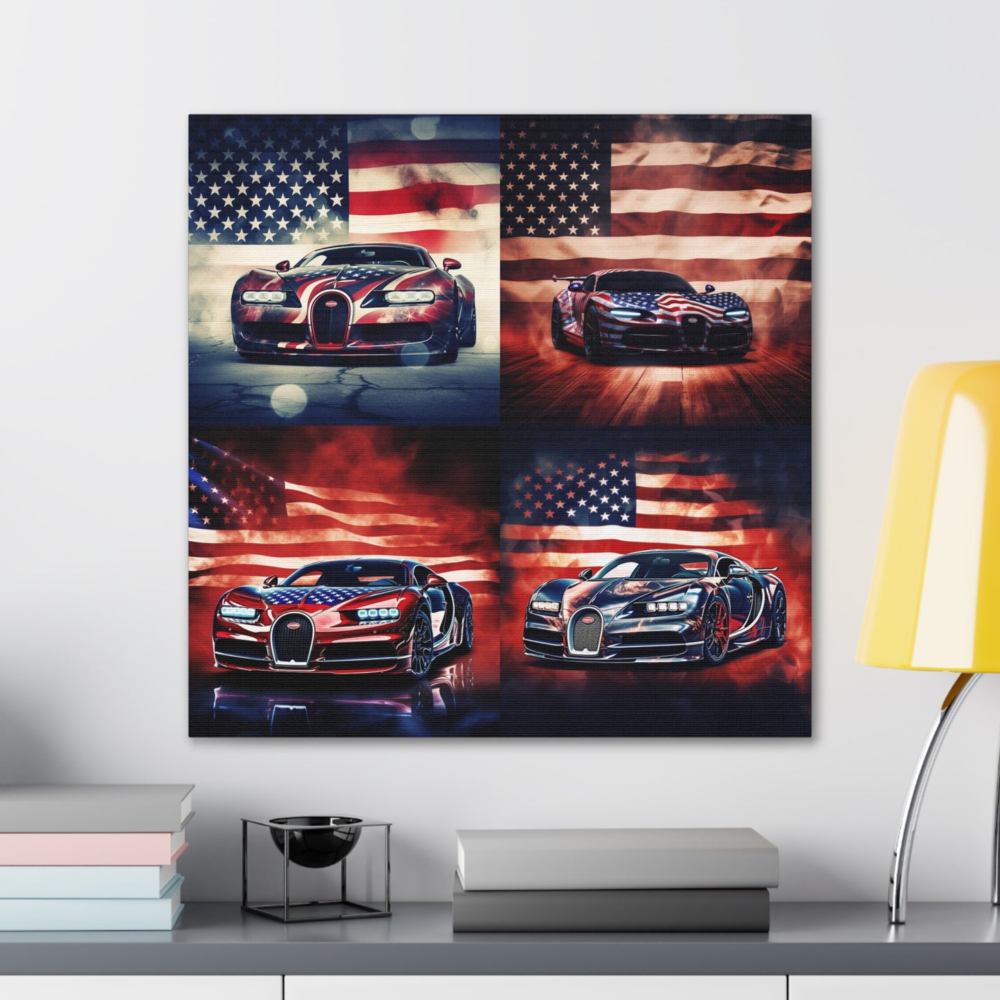 Canvas Gallery Wraps Abstract American Flag Background Bugatti 5