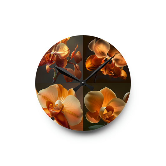 Acrylic Wall Clock Orange Orchid 5