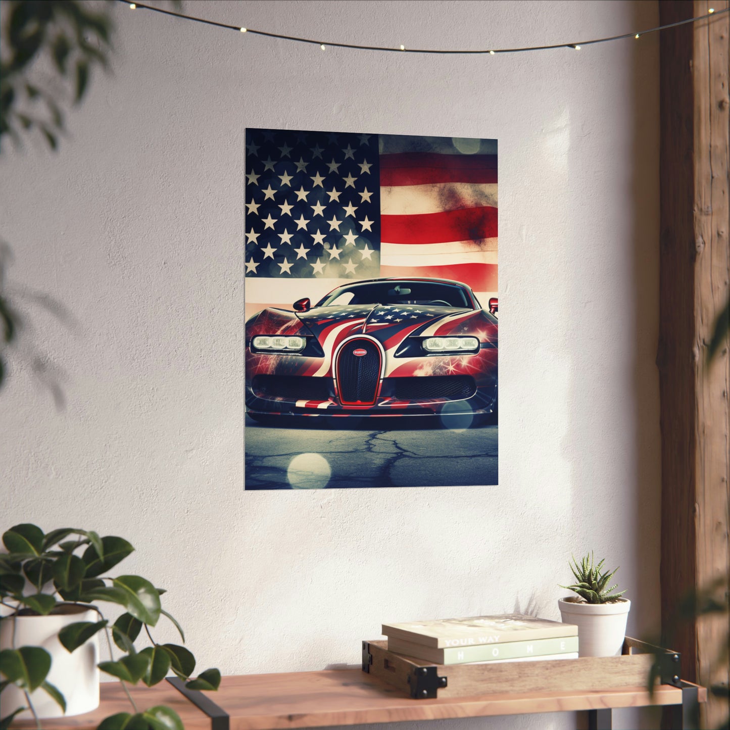 Premium Matte Vertical Posters Abstract American Flag Background Bugatti 1