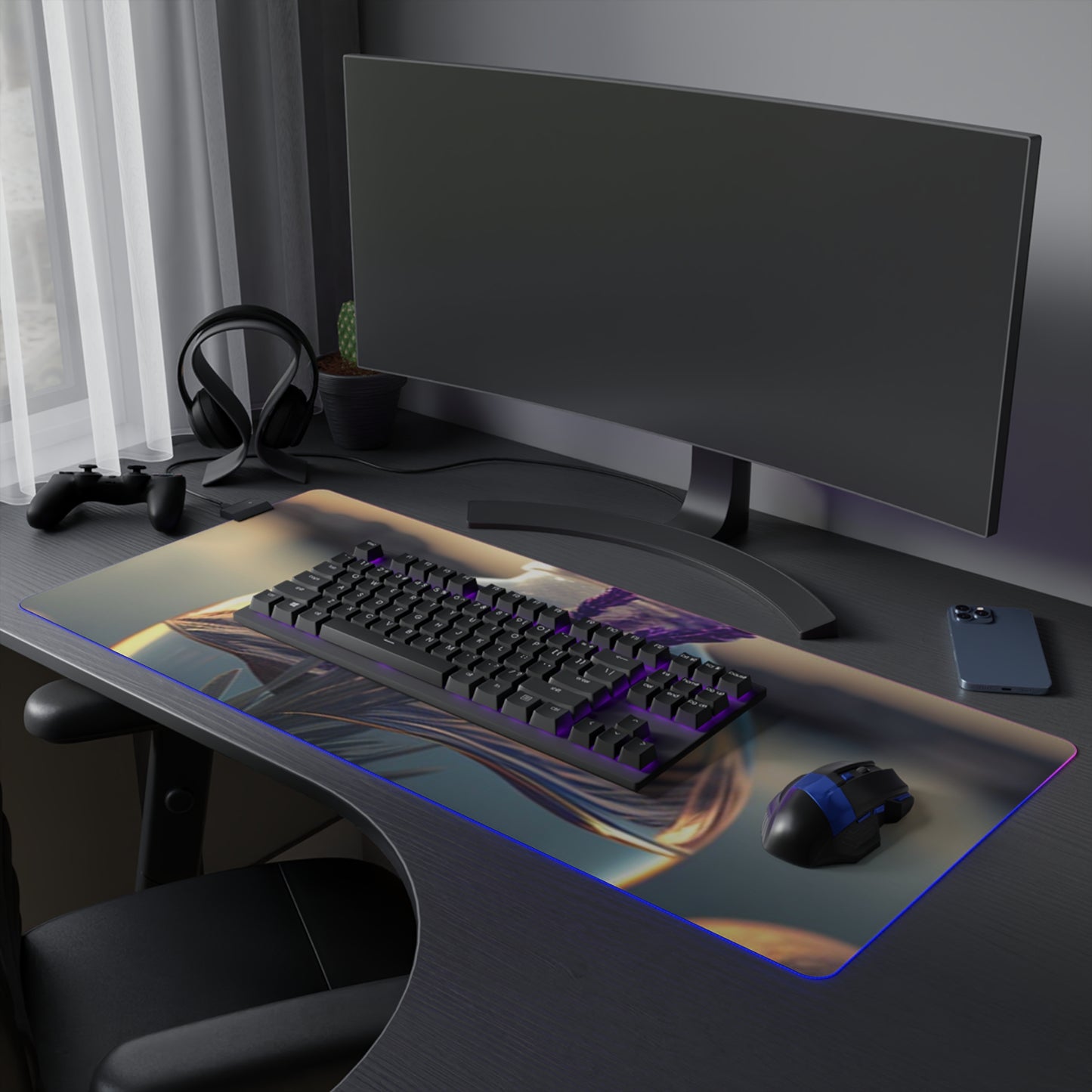 LED Gaming Mouse Pad Lavender in a vase 3