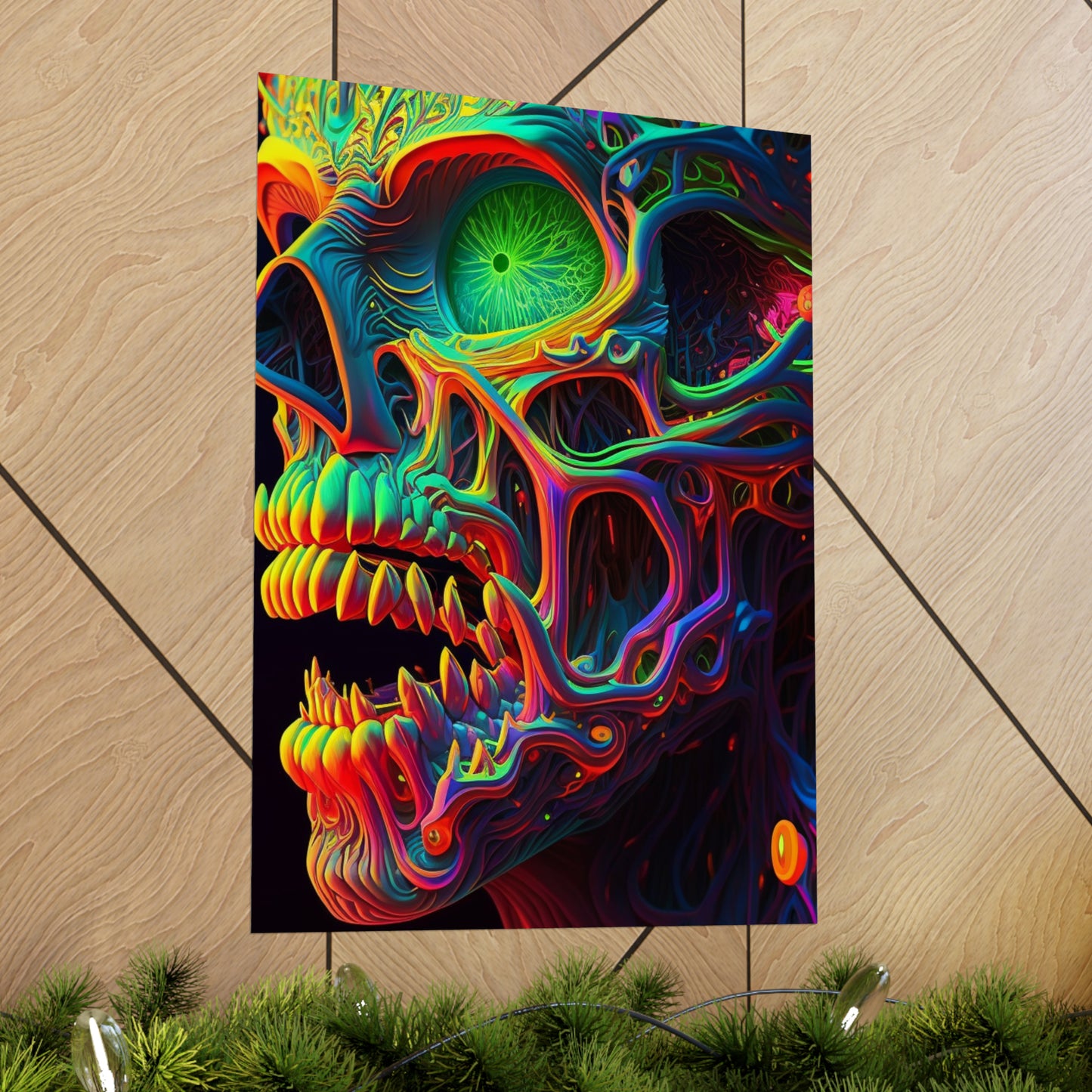 Premium Matte Vertical Posters Florescent Skull Death 1