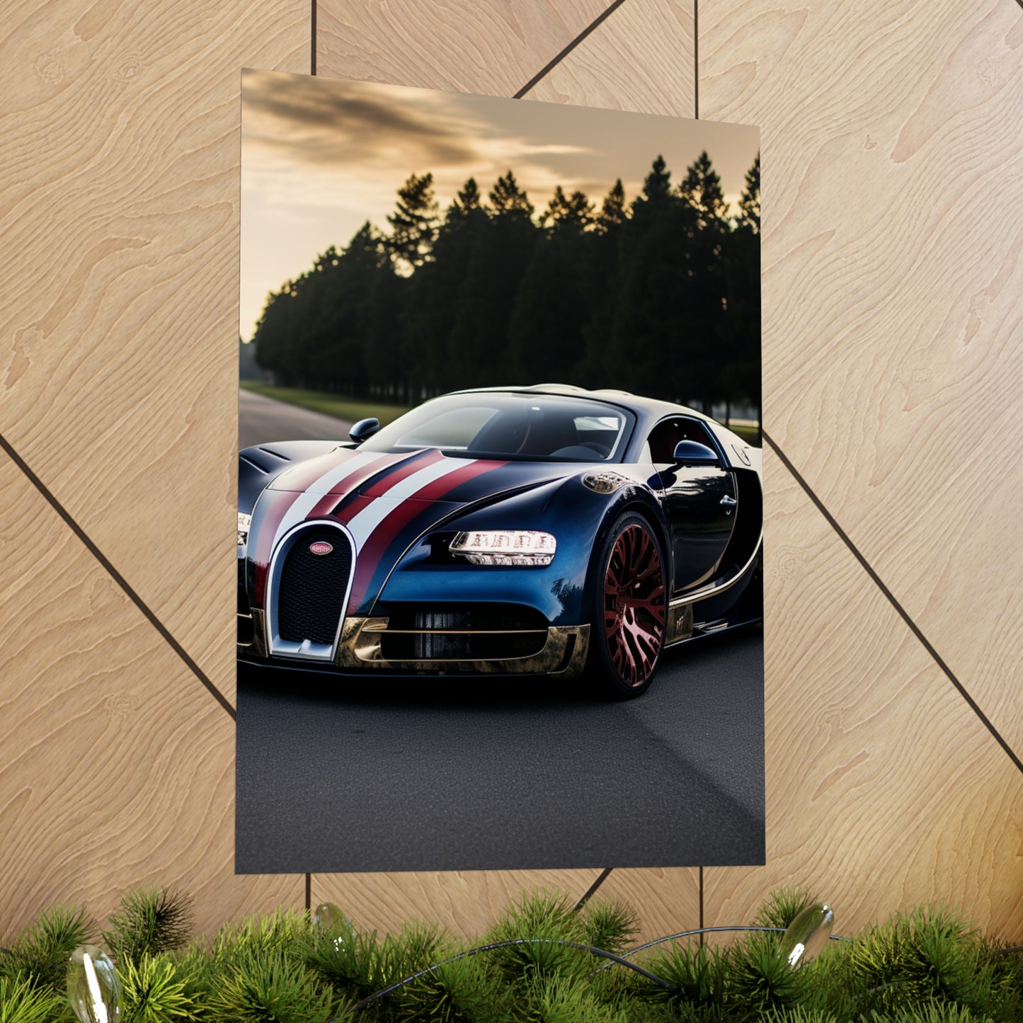 Premium Matte Vertical Posters Bugatti Flag American 1