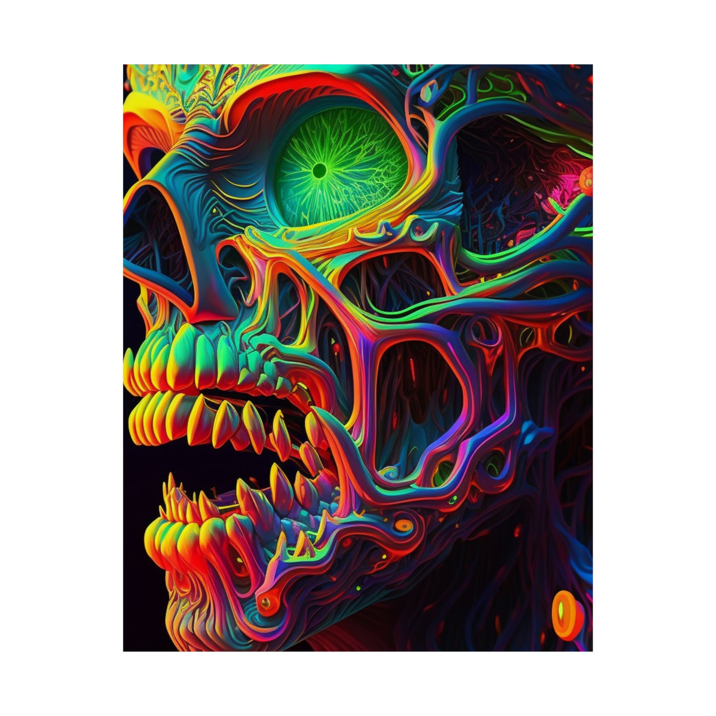 Premium Matte Vertical Posters Florescent Skull Death 1