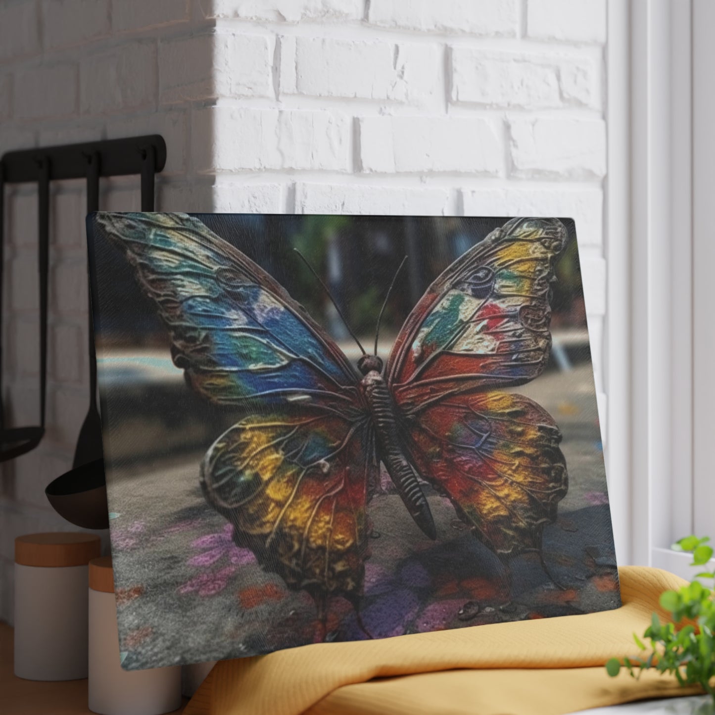 Glass Cutting Board Liquid Street Butterfly 3