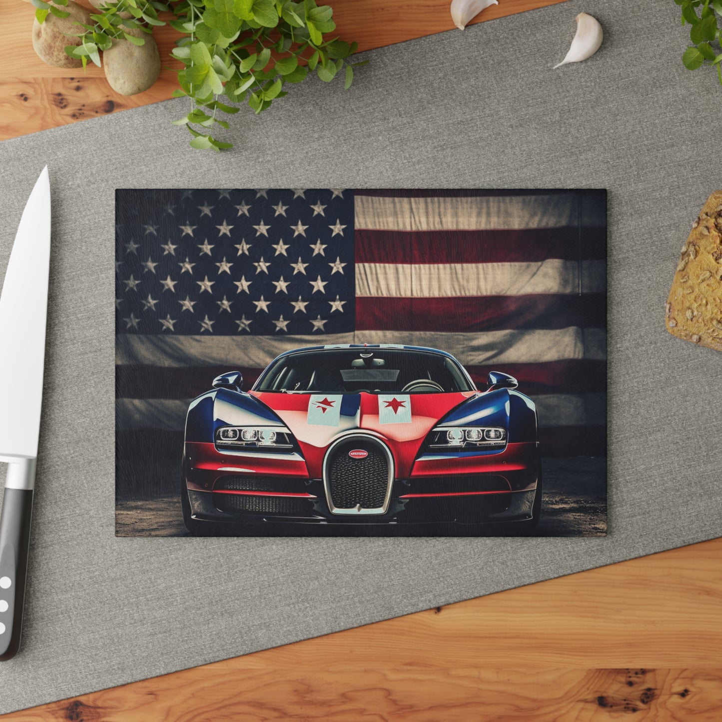 Glass Cutting Board Bugatti American Flag 3