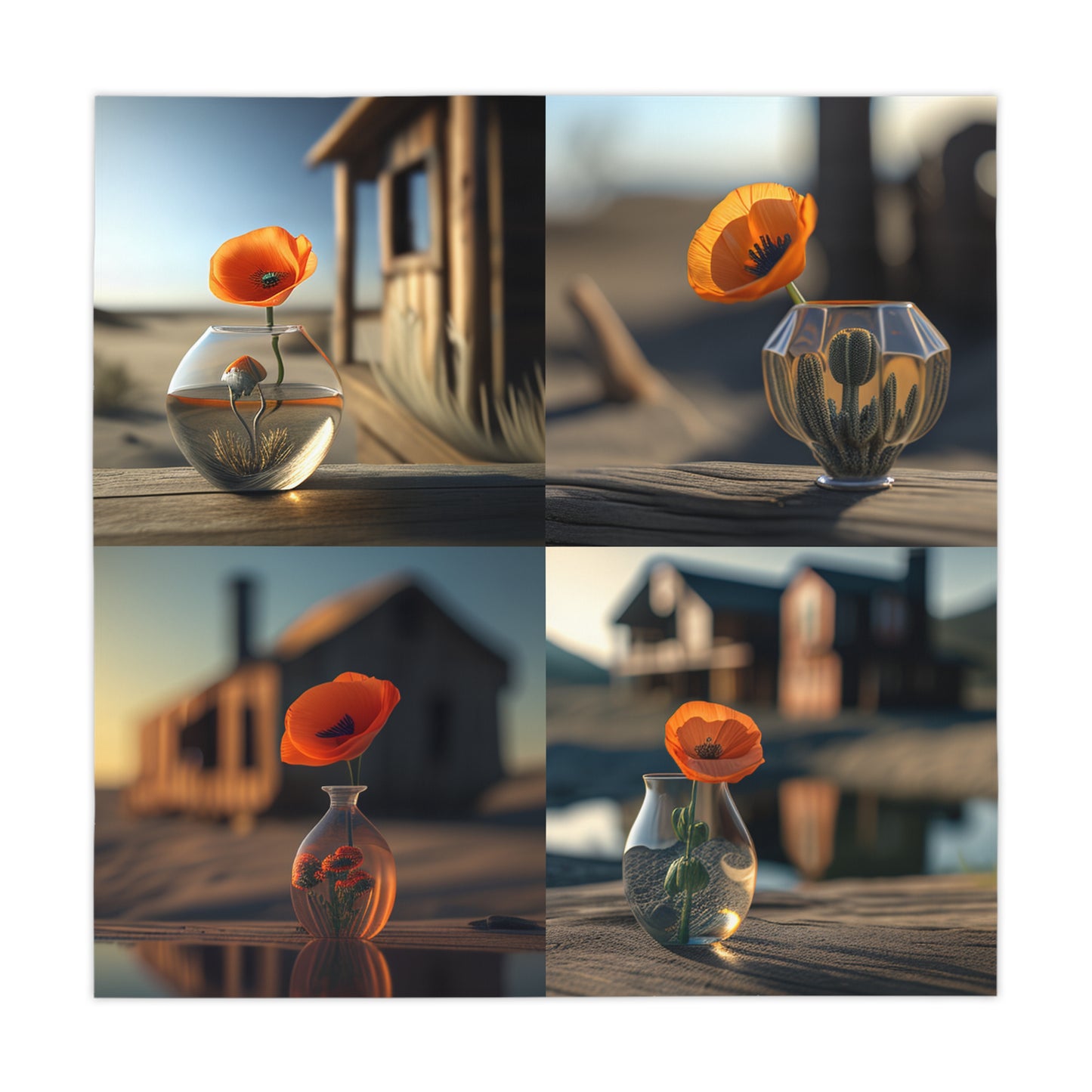 Tablecloth Orange Poppy in a Vase 5