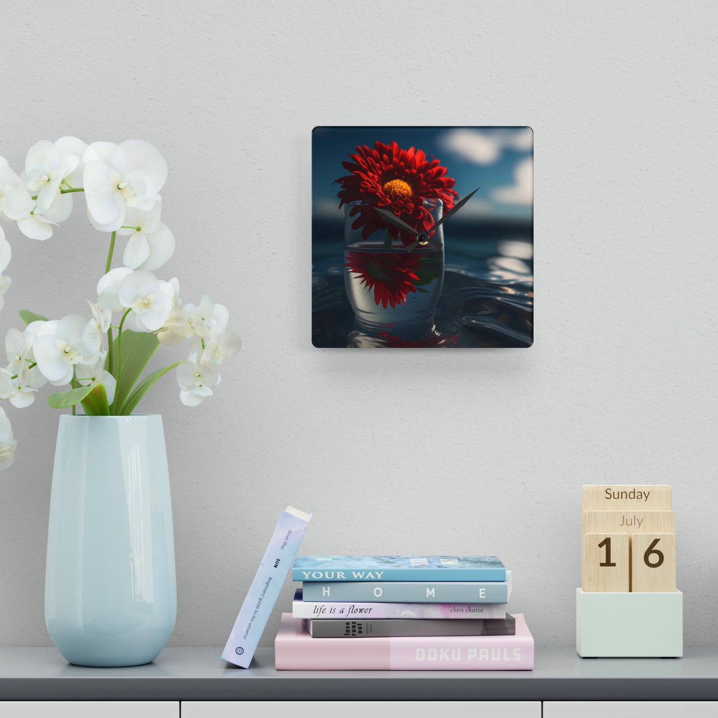 Acrylic Wall Clock Chrysanthemum 3