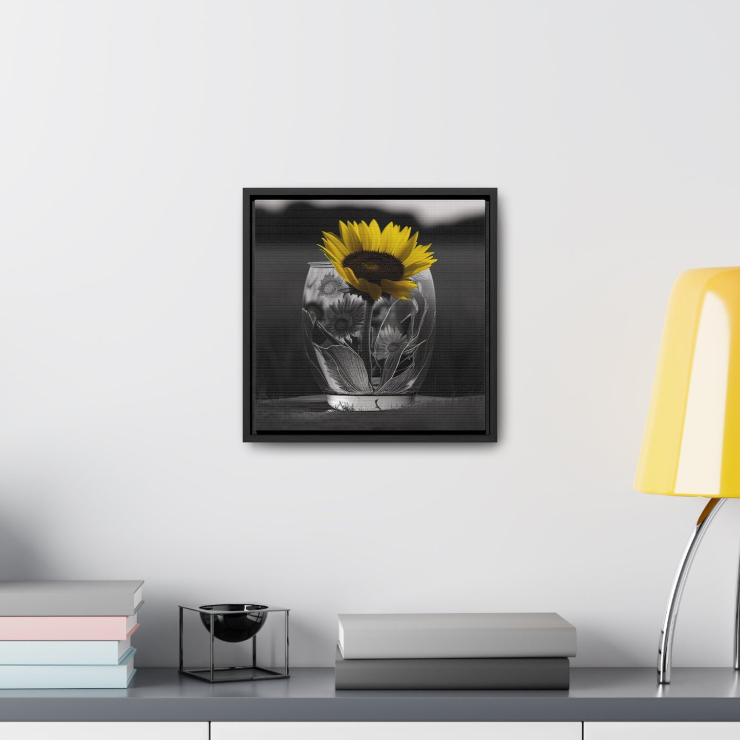 Gallery Canvas Wraps, Square Frame Yellw Sunflower in a vase 1