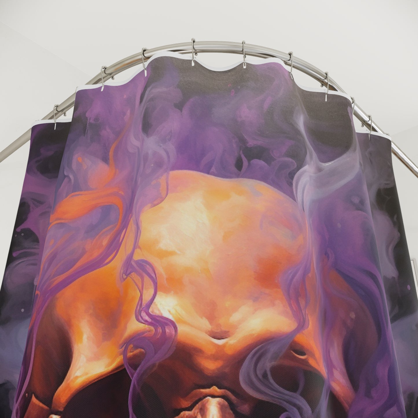 Polyester Shower Curtain Skull Flames 4